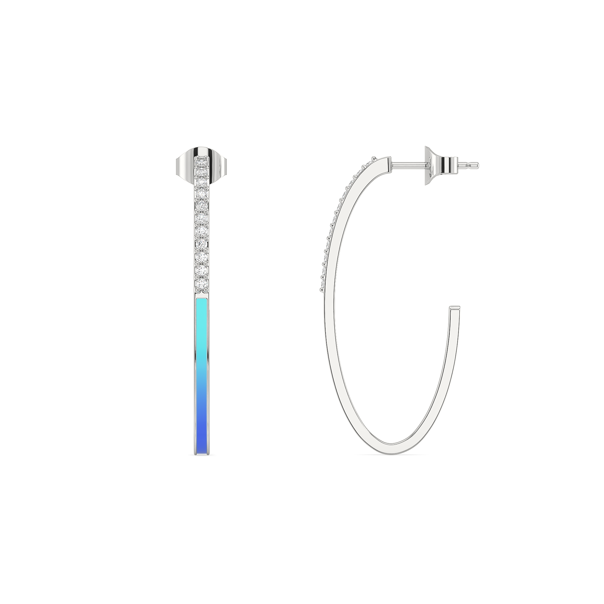 Enamel Horizon - Lab Diamond Hoop Earrings