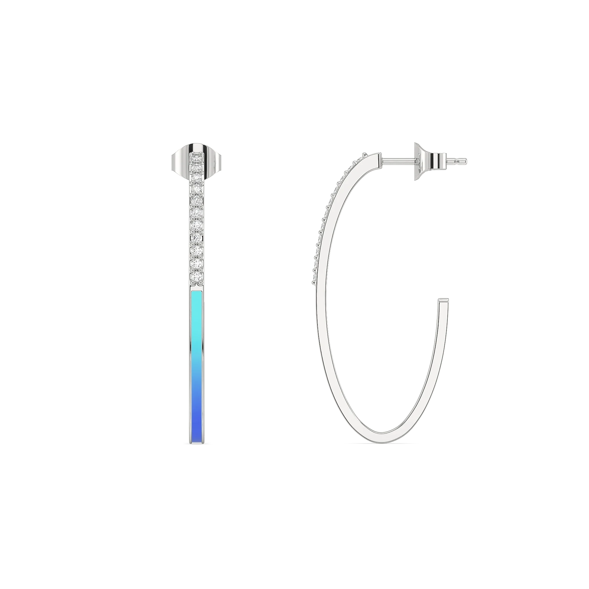 Blue Haze - Lab Diamond Hoop Earrings