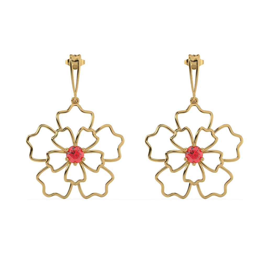 Crimson Bloom - Ruby Drops Earrings