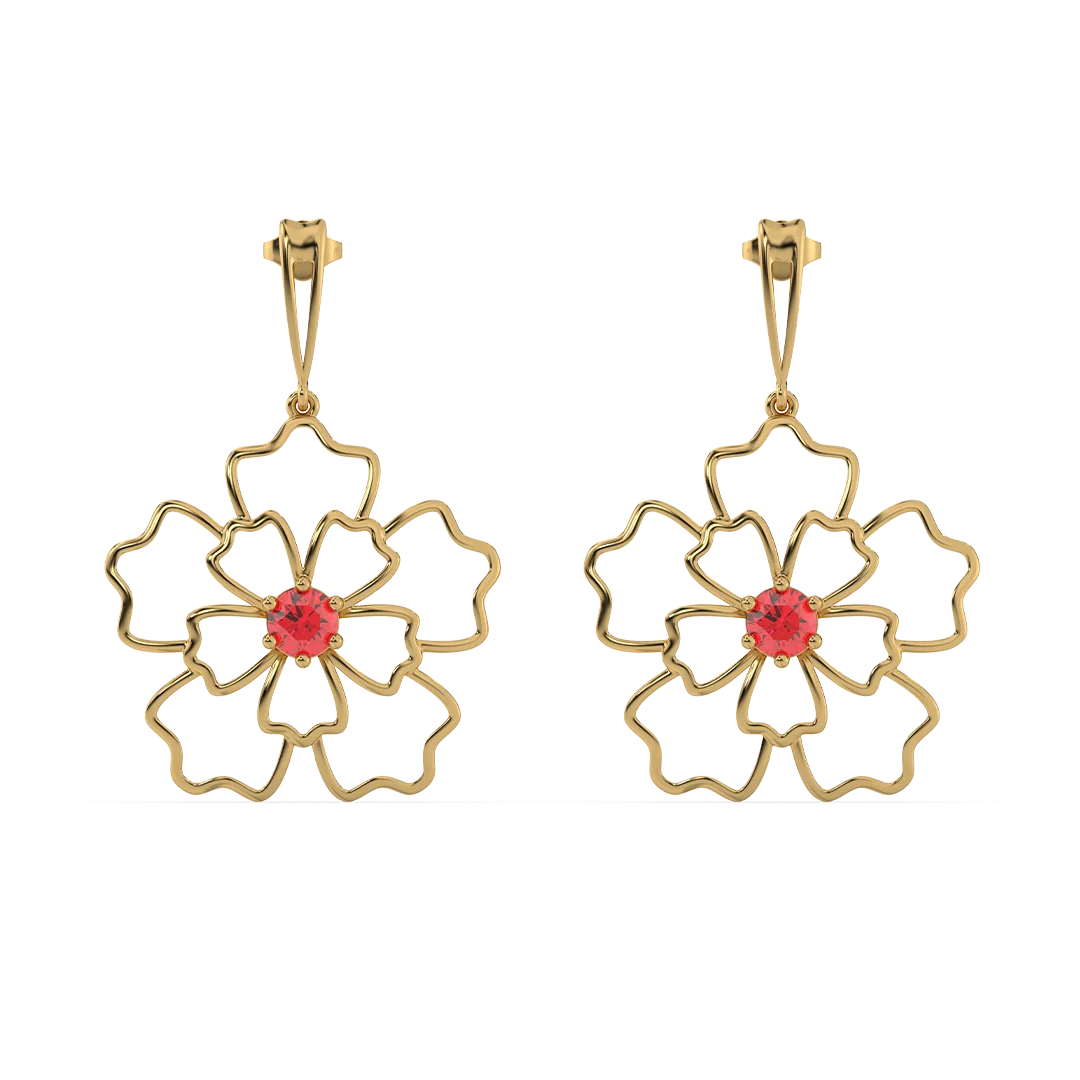 Crimson Bloom - Ruby Drops Earrings Main image