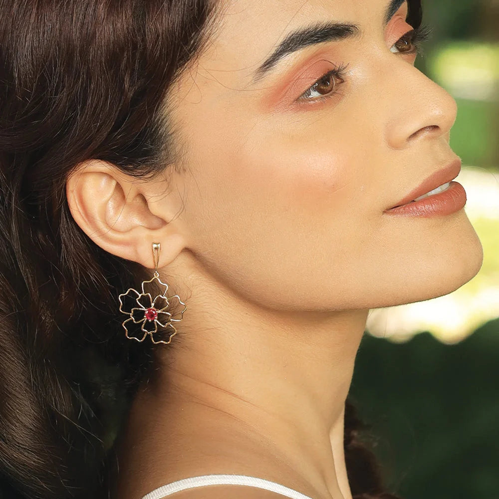Crimson Bloom - Ruby Drops Earrings Secondary image