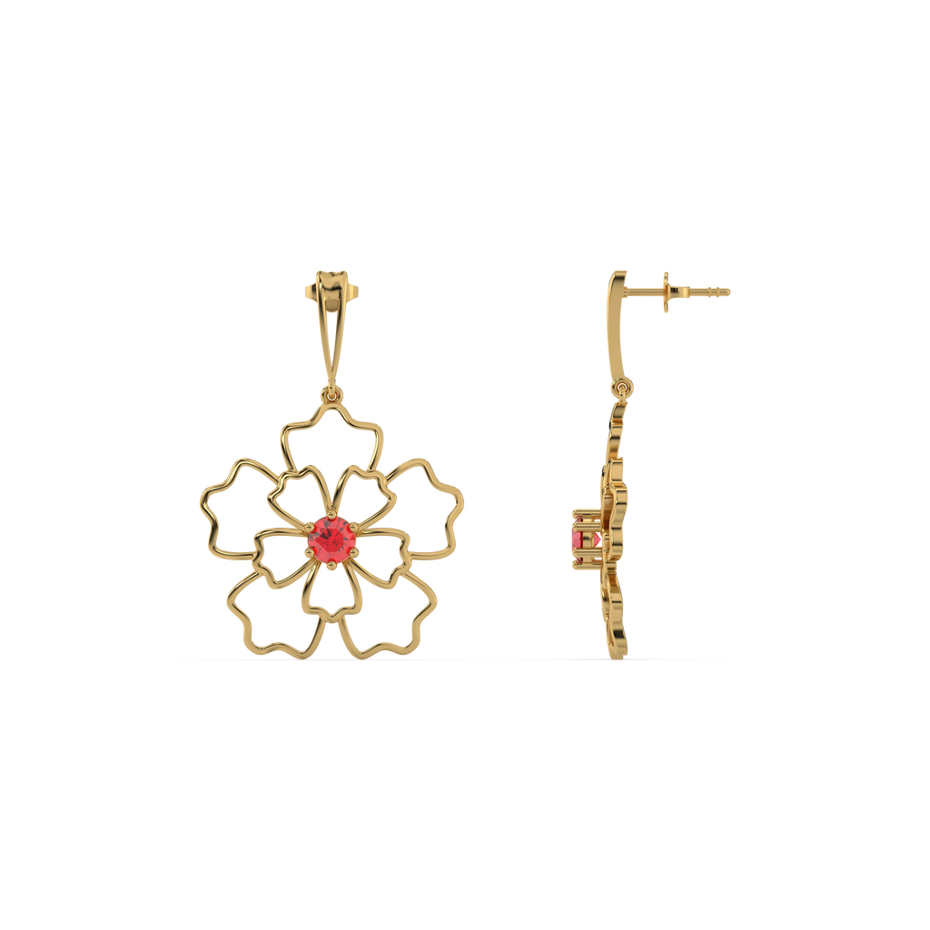 Crimson Bloom - Ruby Drops Earrings