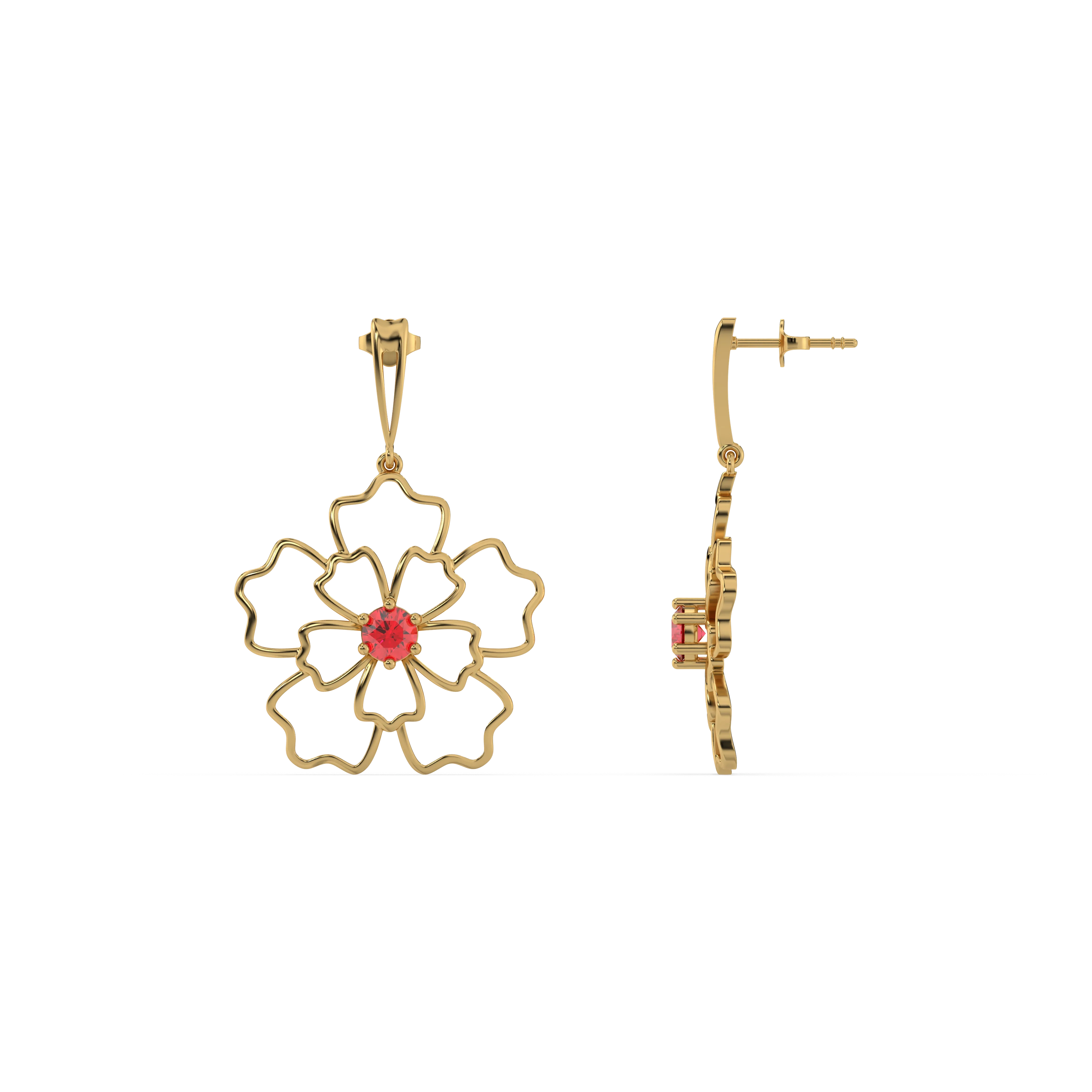 Crimson Bloom - Ruby Drops Earrings