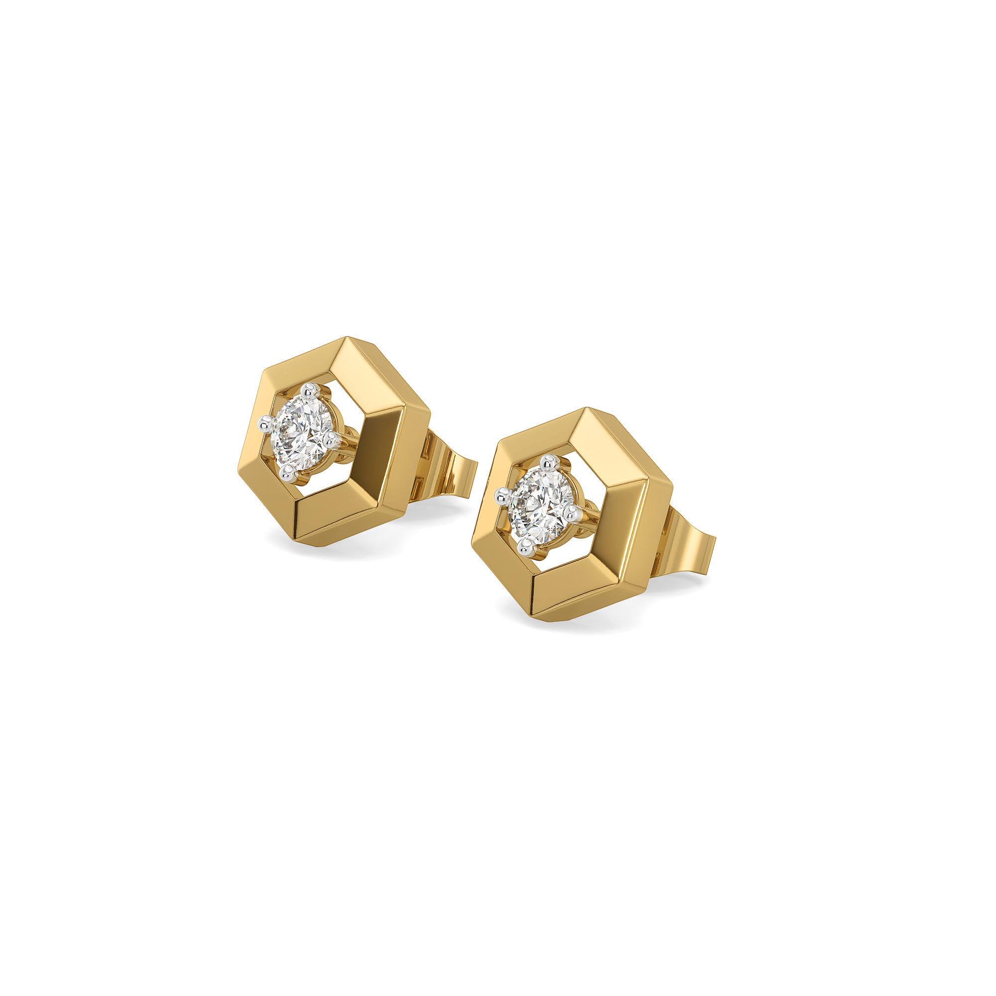 Hexa Solitaire - Lab Diamond Stud Earrings Main image