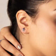 Regal Amethyst - Lab Diamond Stud Earrings