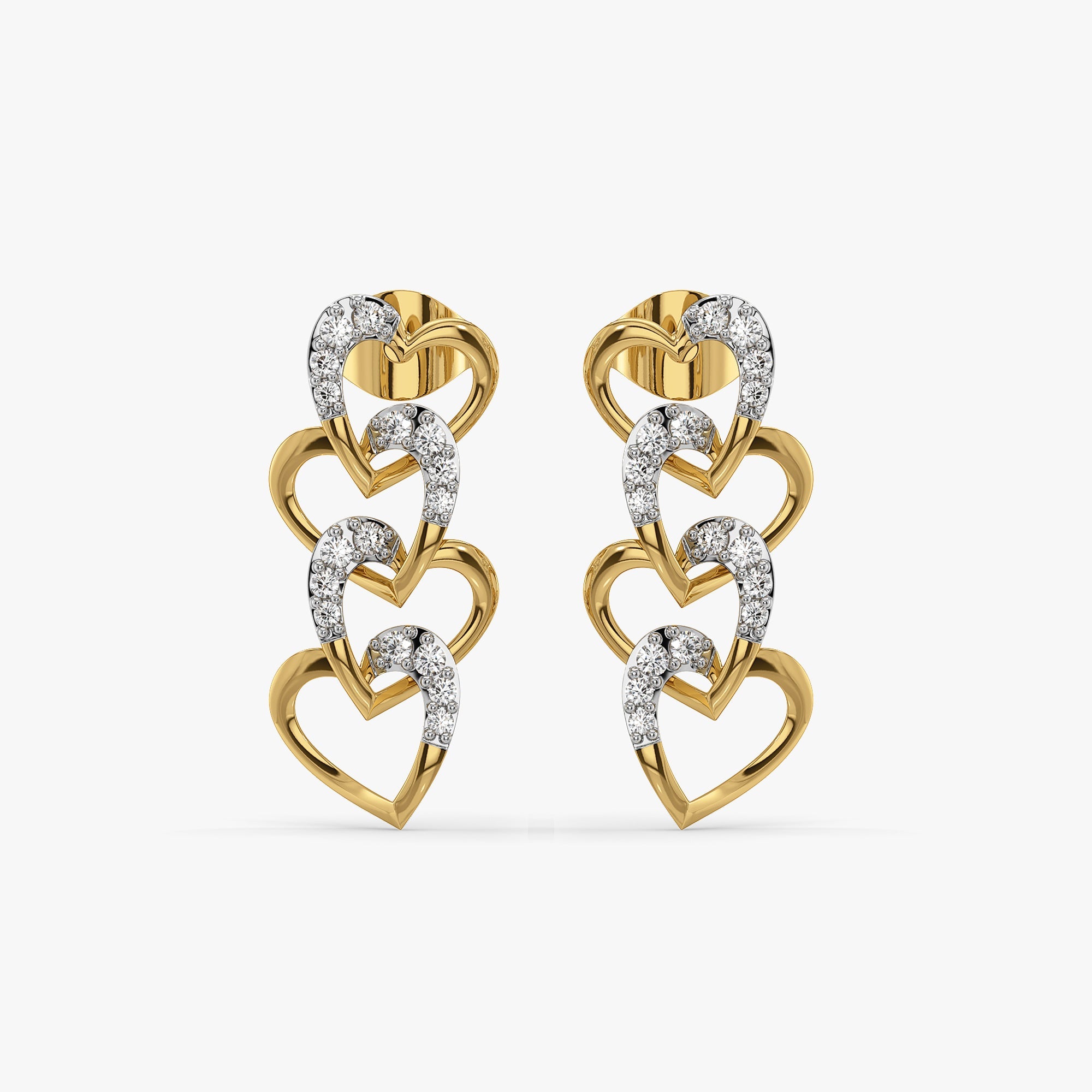 Linked Heart - Lab Diamond Drop Earrings