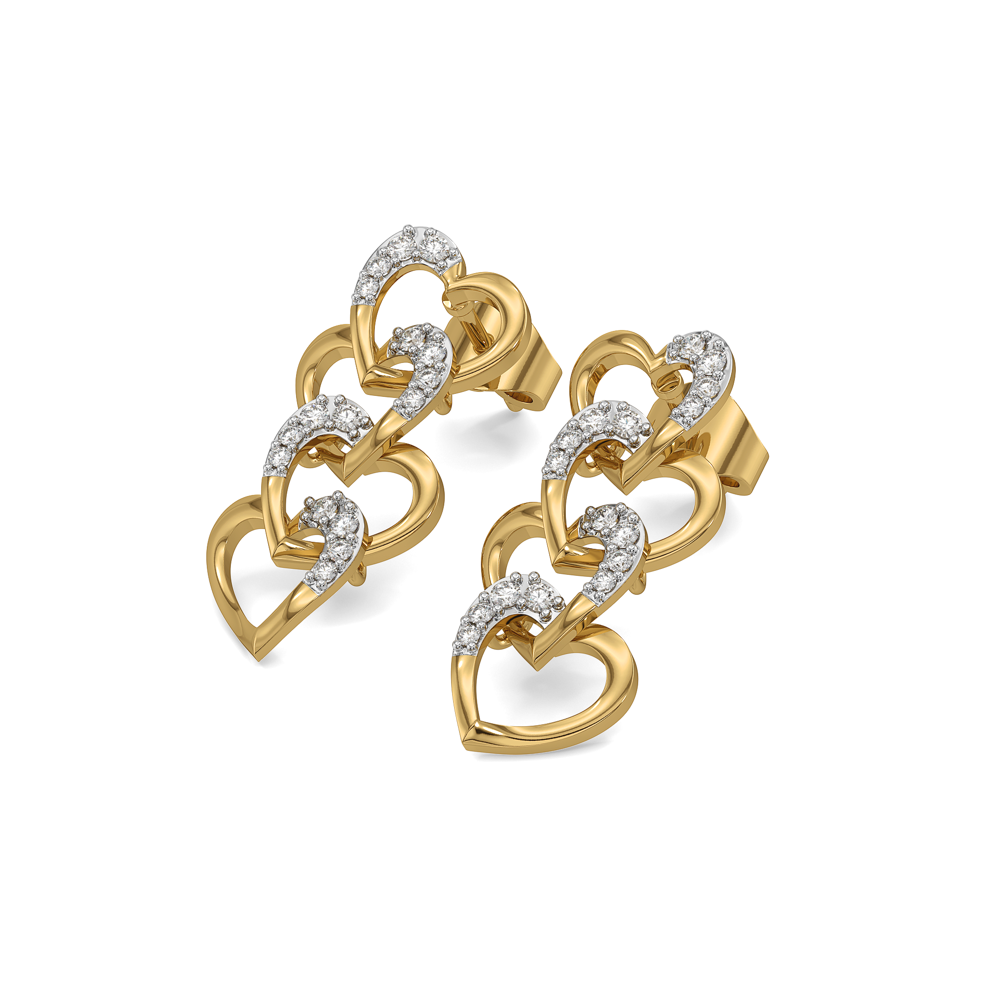 Linked Heart - Lab Diamond Drop Earrings