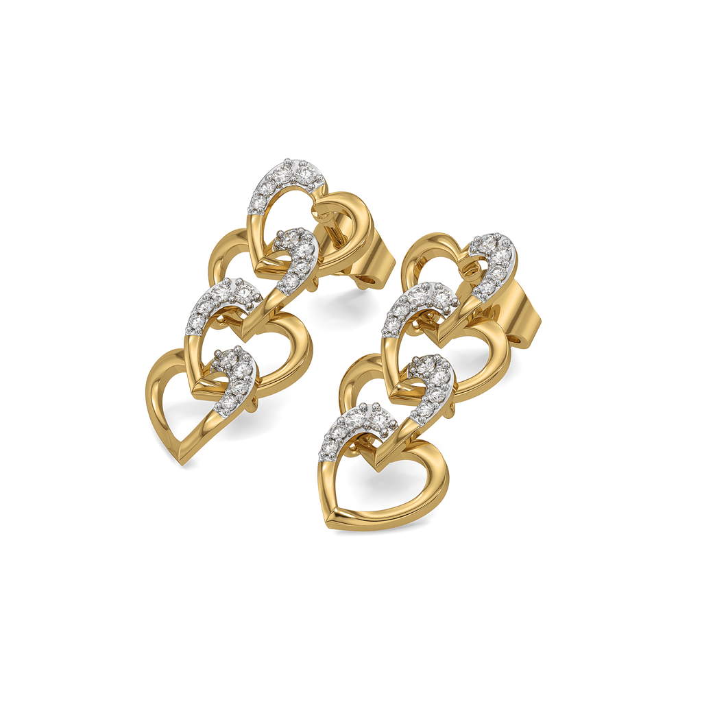 Linked Heart - Lab Diamond Drop Earrings
