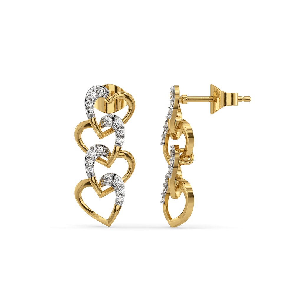 Linked Heart - Lab Diamond Drop Earrings