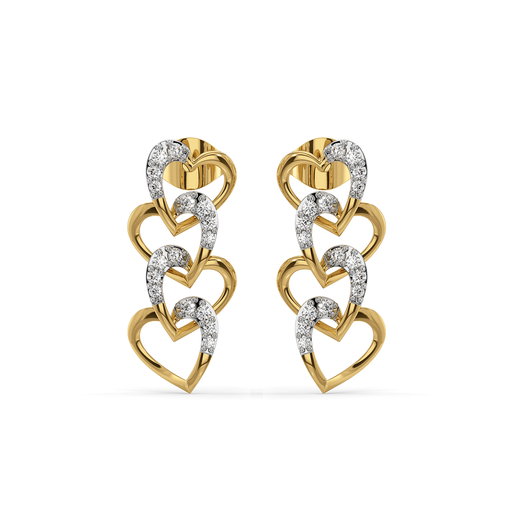 Linked Heart - Lab Diamond Drop Earrings