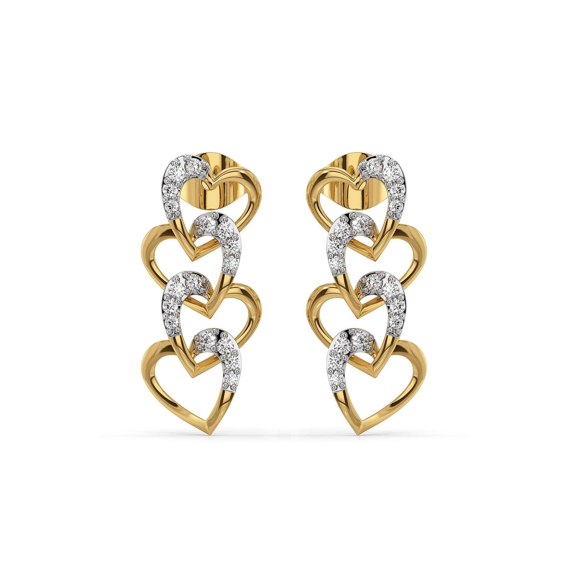 Linked Heart - Lab Diamond Drop Earrings