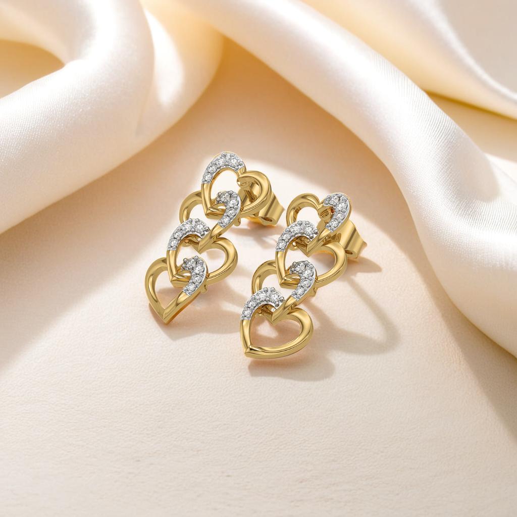 Linked Heart - Lab Diamond Drop Earrings Main image