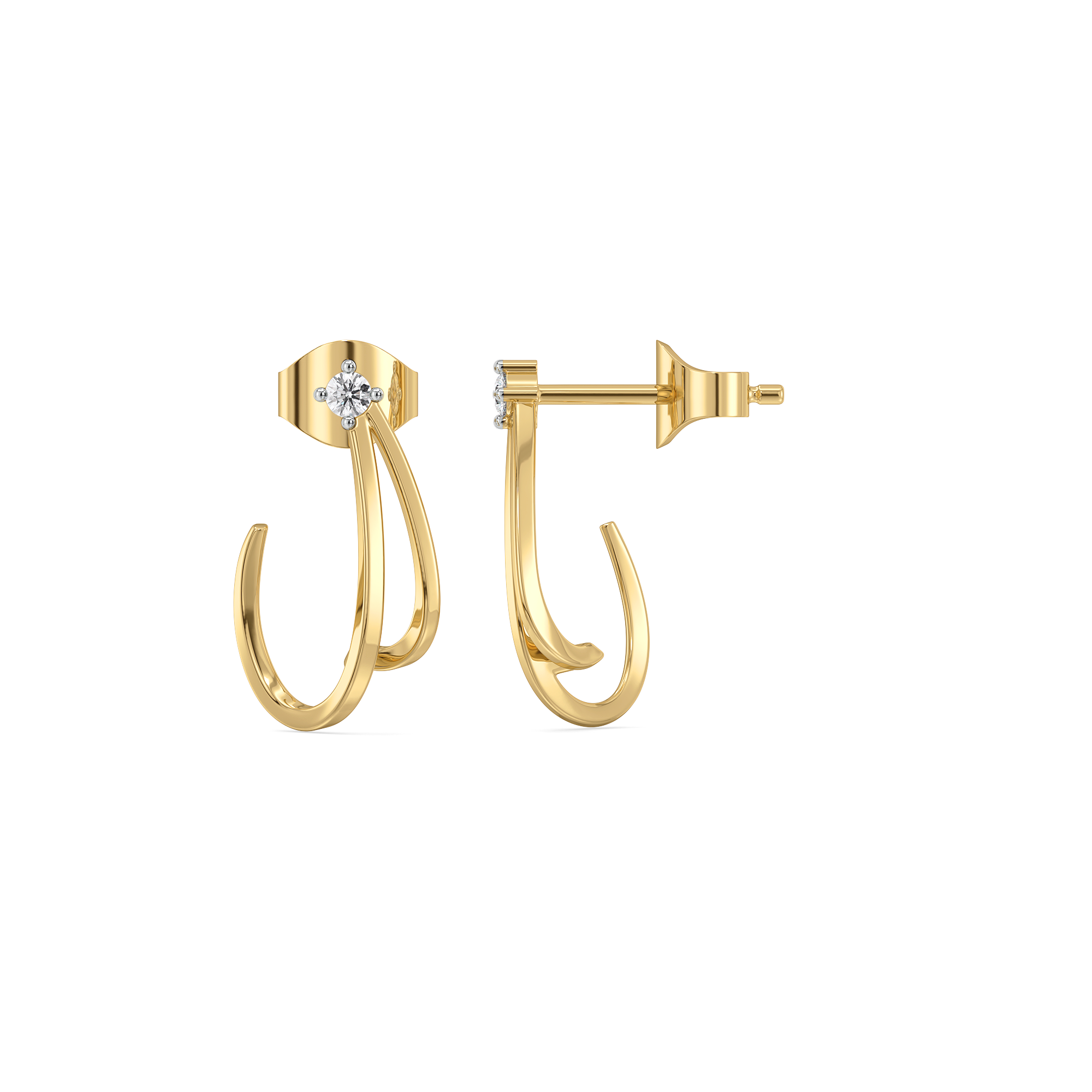 Soft Arc Hoop - Lab Diamond Earrings