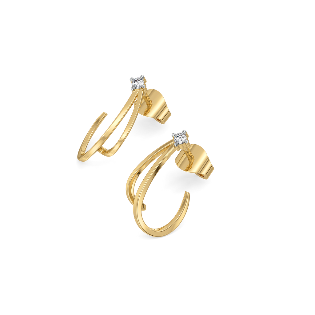 Soft Arc Hoop - Lab Diamond Earrings