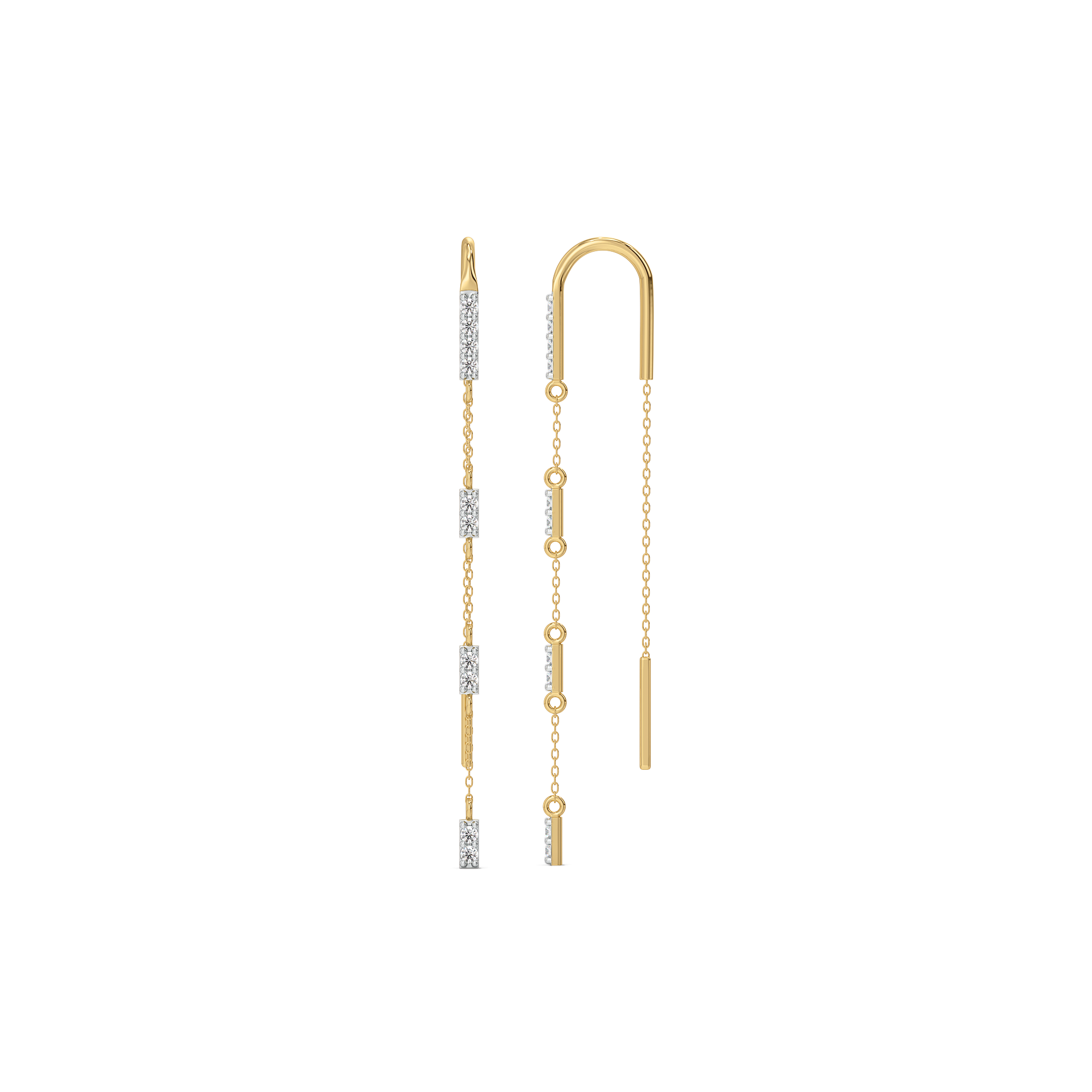 Silk Thread Sui Dhaga - Lab Diamond Earrings