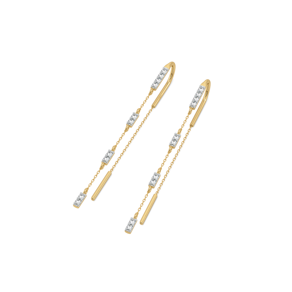 Silk Thread Sui Dhaga - Lab Diamond Earrings