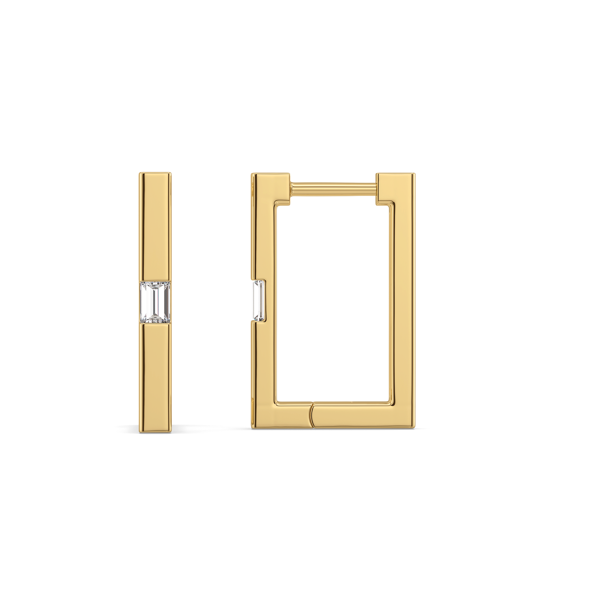 Modern Baguette Hoop - Lab Diamond Earrings
