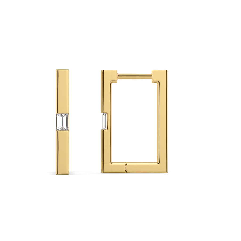 Modern Baguette Hoop - Lab Diamond Earrings
