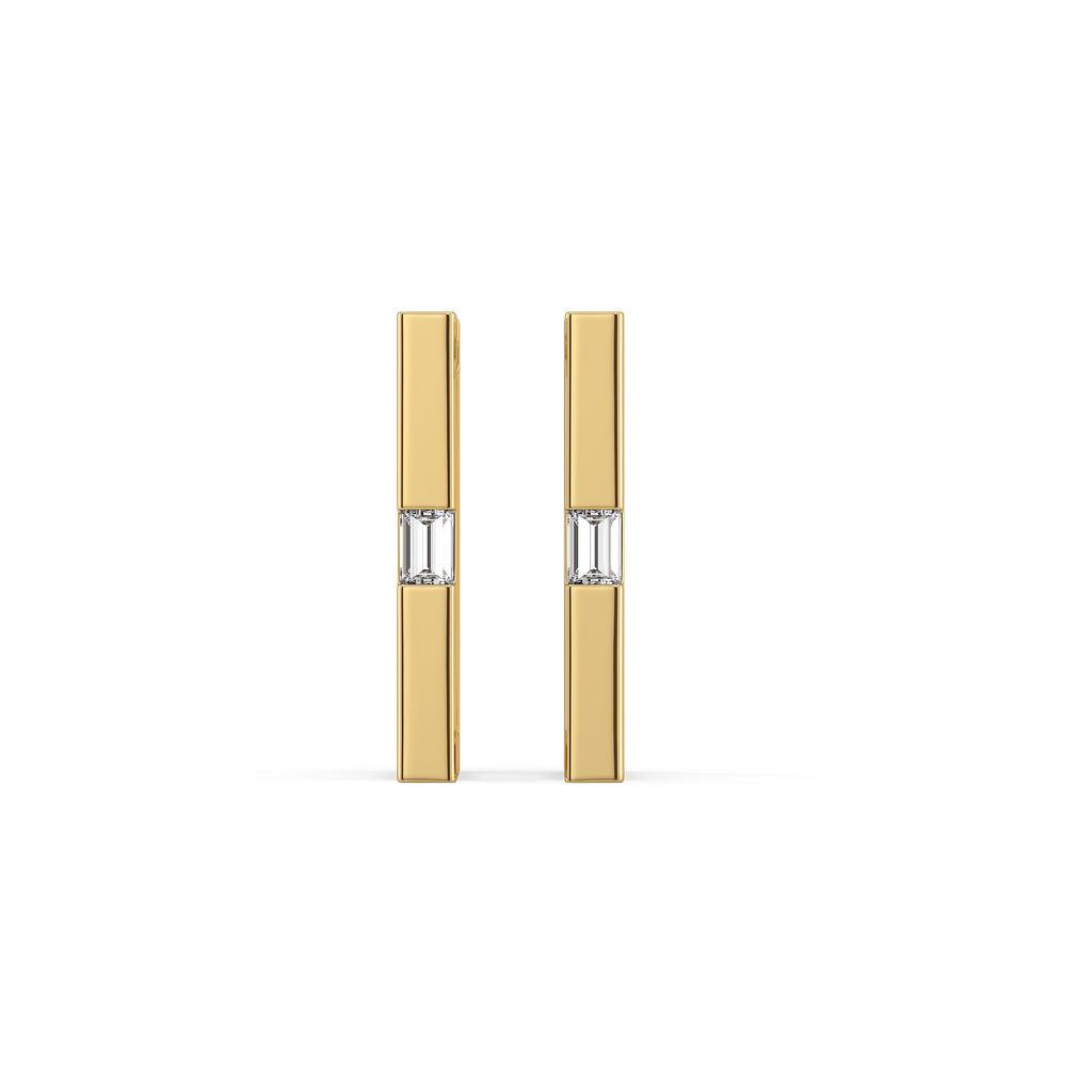 Modern Baguette Hoop - Lab Diamond Earrings