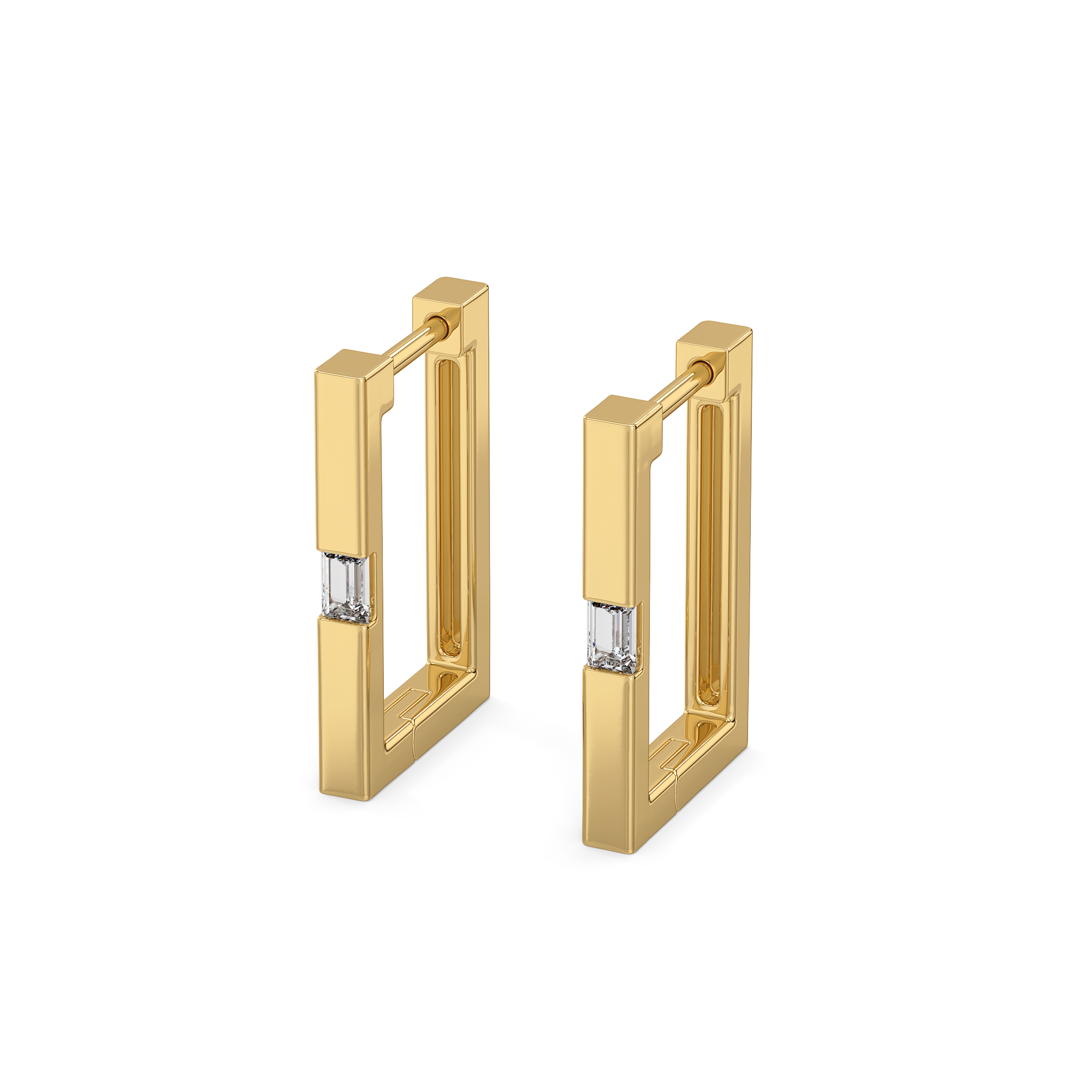 Modern Baguette Hoop - Lab Diamond Earrings Main image