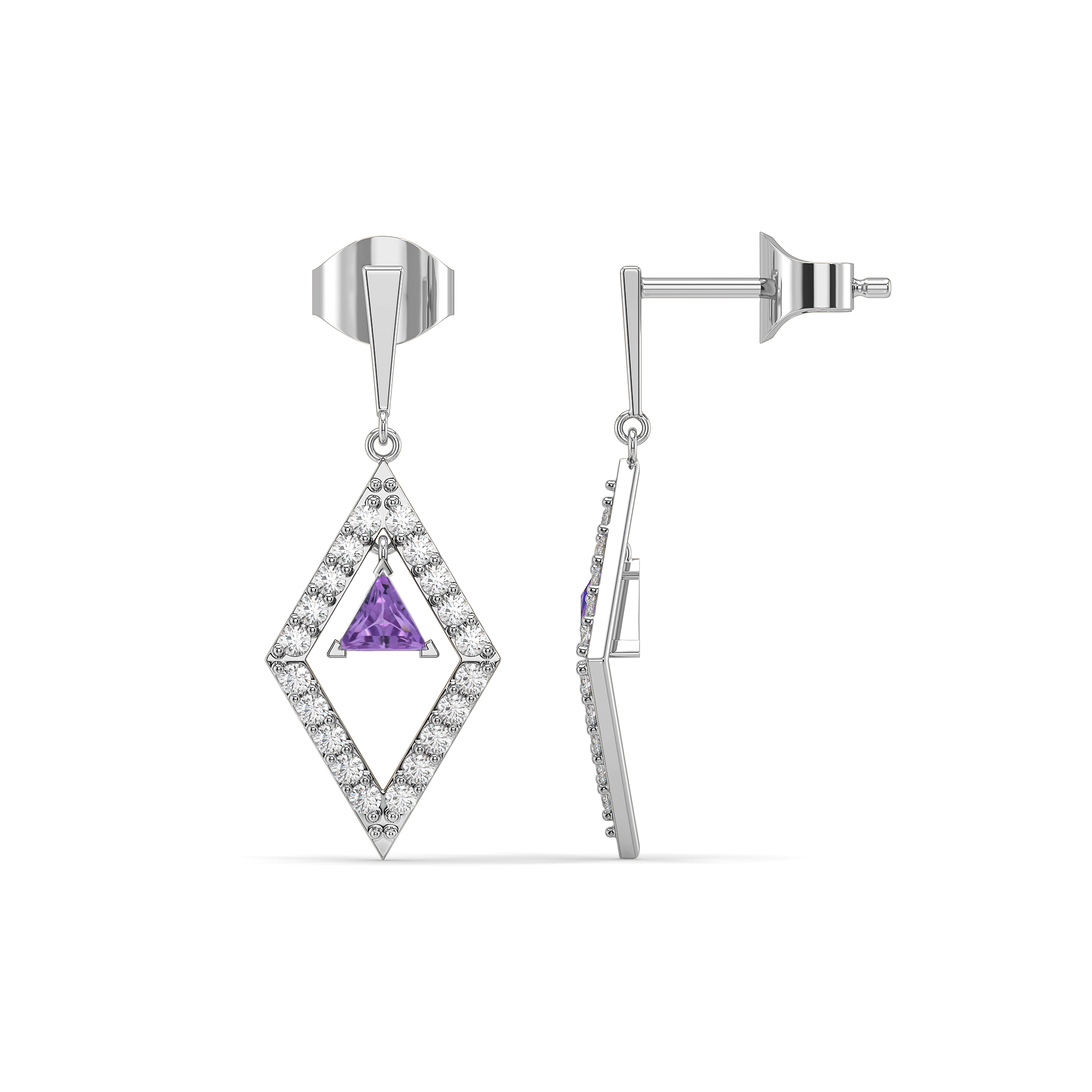 Ultra Violet Glow - Lab Diamond Drop Earrings