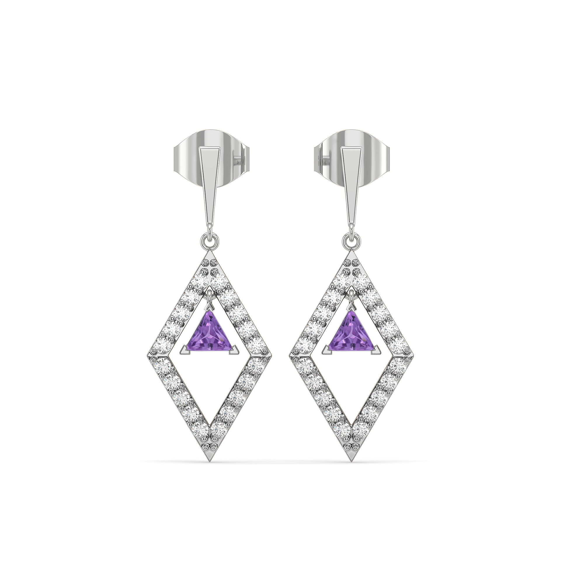 Ultra Violet Glow - Lab Diamond Drop Earrings Main image
