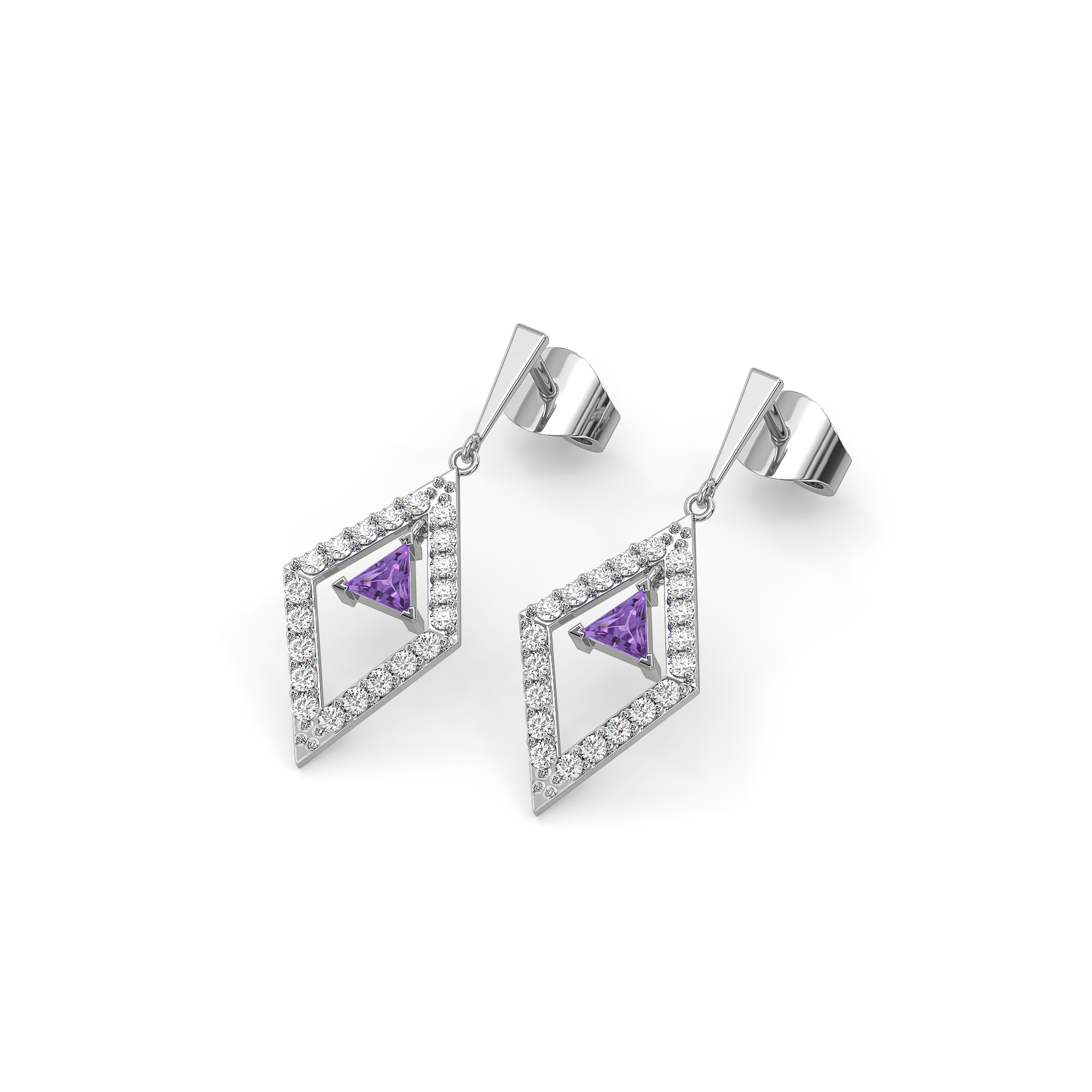 Ultra Violet Glow - Lab Diamond Drop Earrings Secondary image