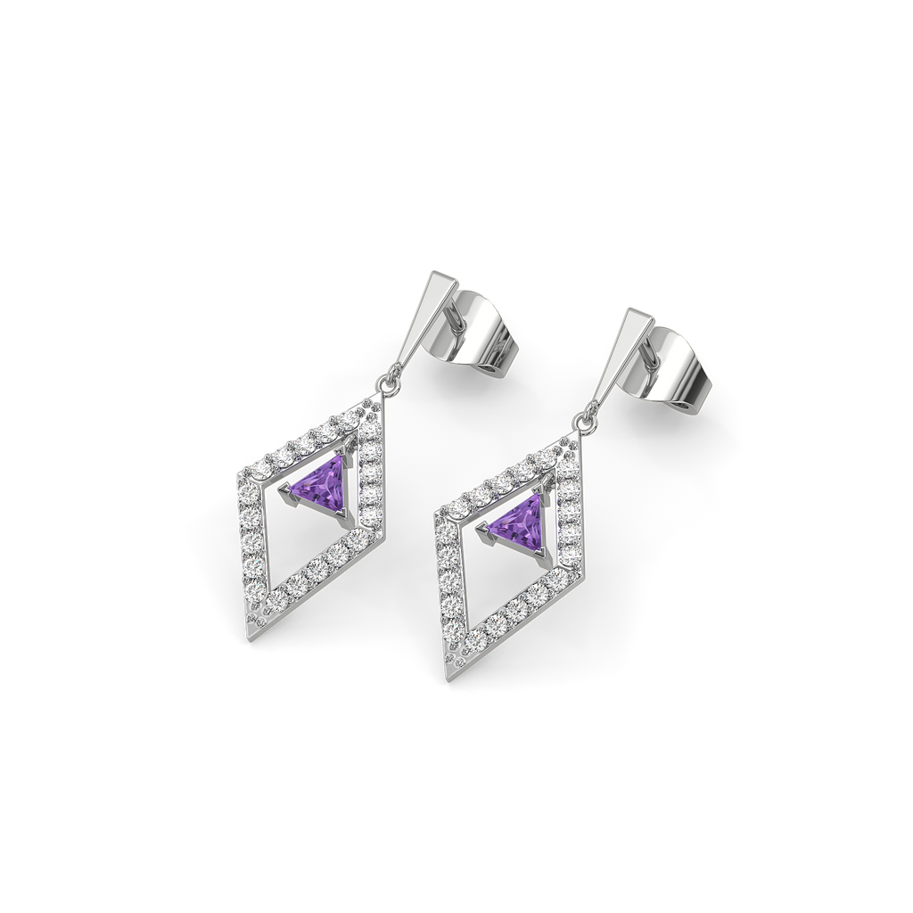 Ultra Violet Glow - Lab Diamond Drop Earrings