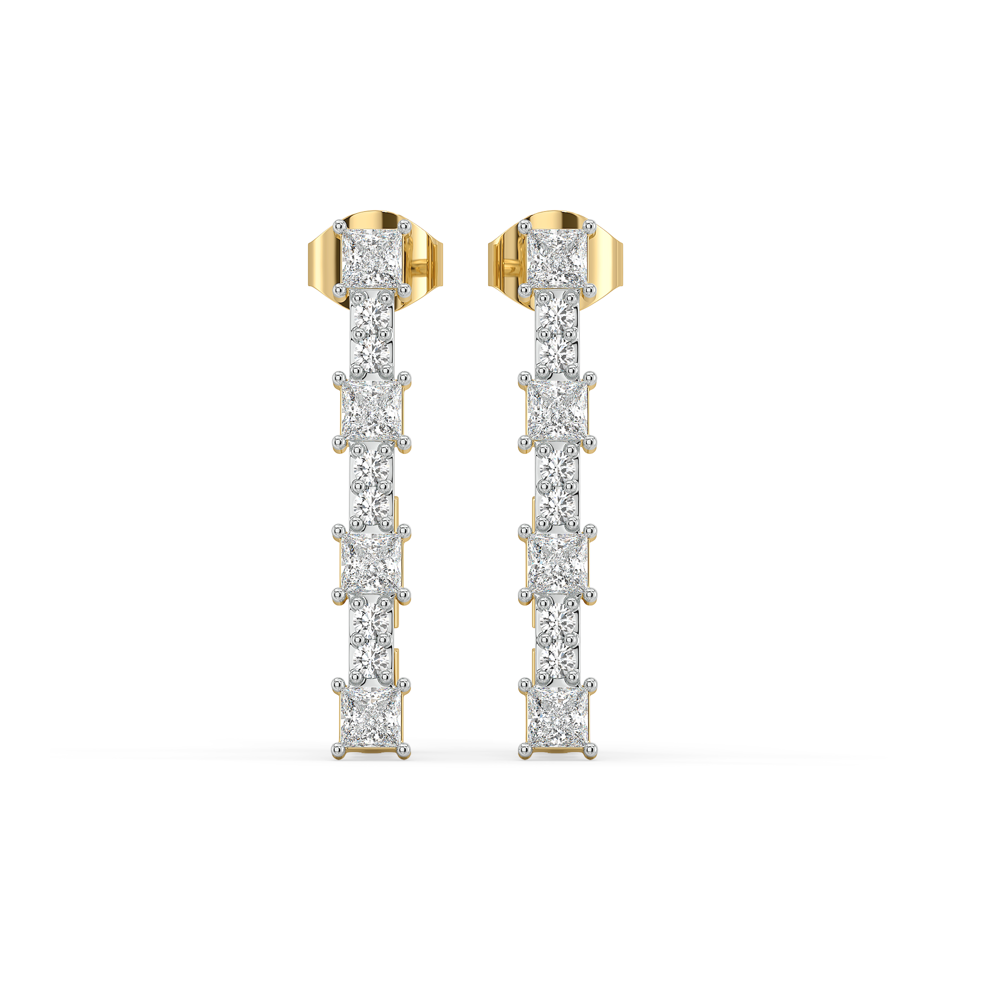 Princess Pathway Hoop - Pure Gold Lab Diamond Earrings Secondary image