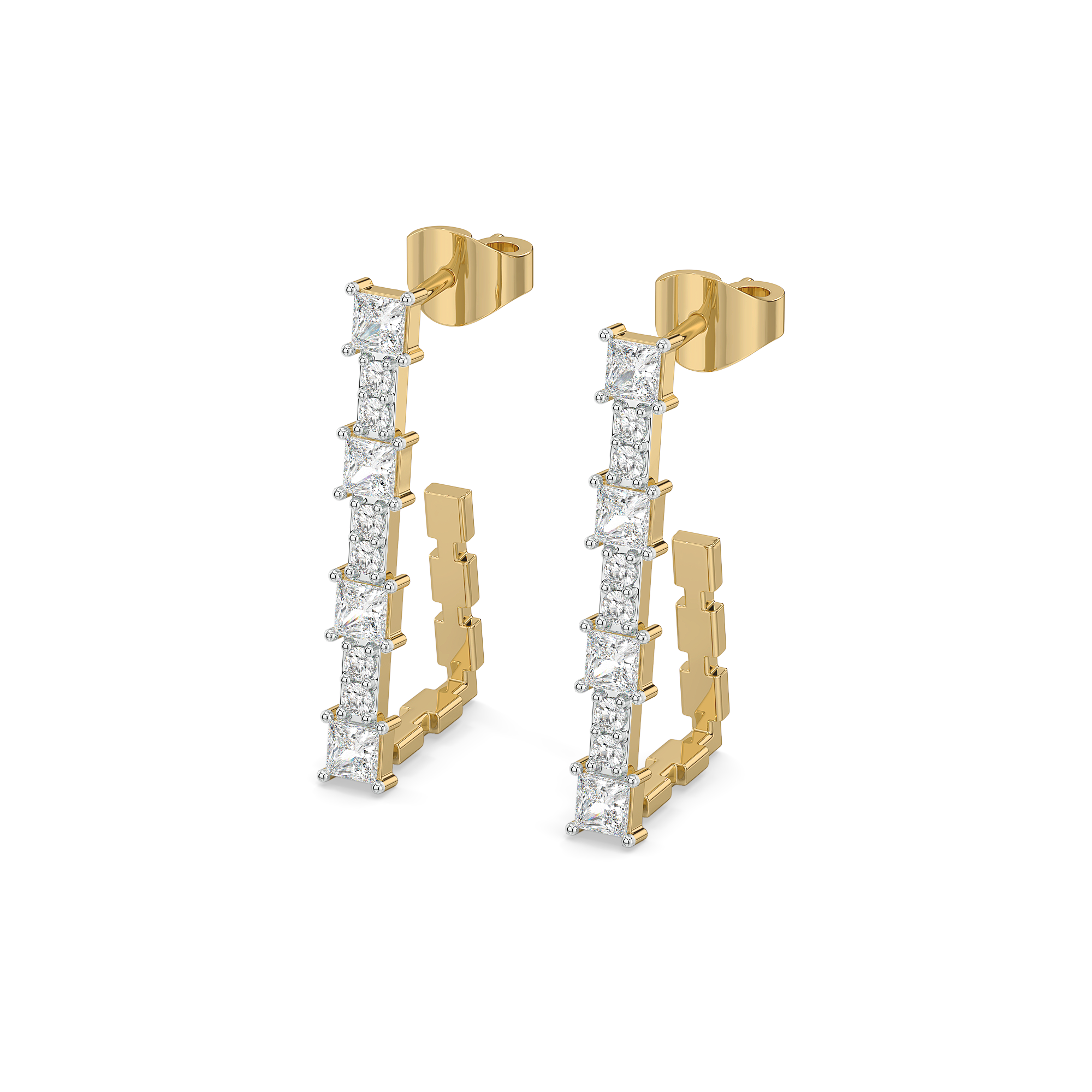 Princess Pathway Hoop - Pure Gold Lab Diamond Earrings Main image