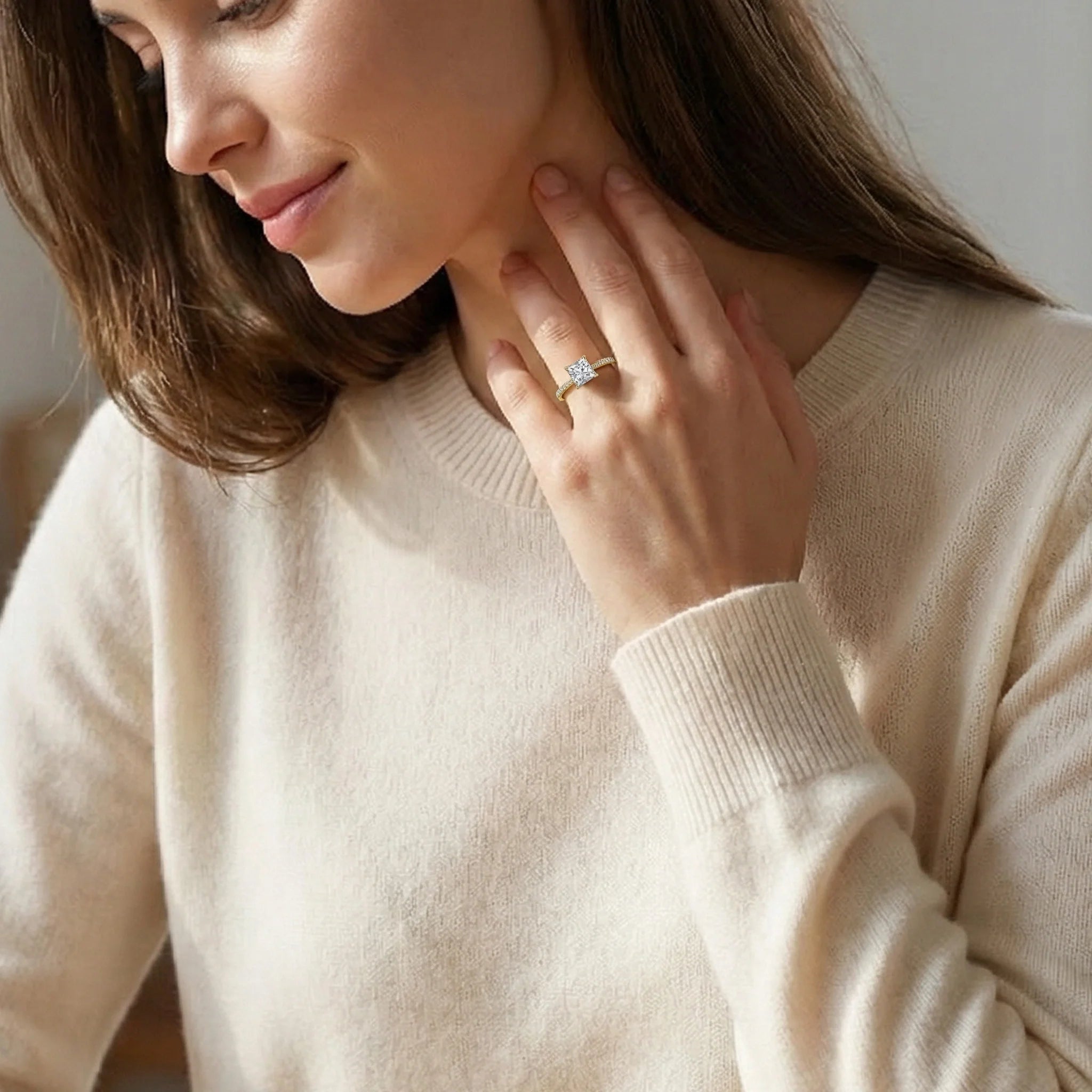 Poised Princess - Pure Gold Lab Diamond Solitaire Ring