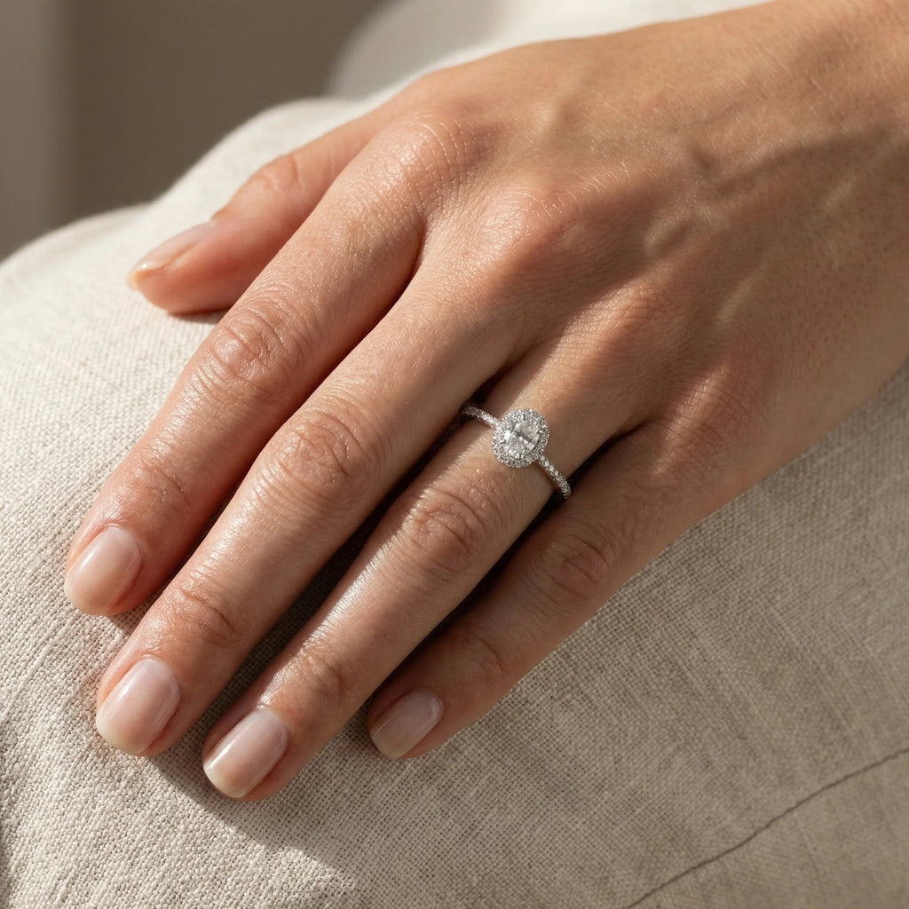 Moonlit Embrace - Pure Gold Lab Diamond Solitaire Ring