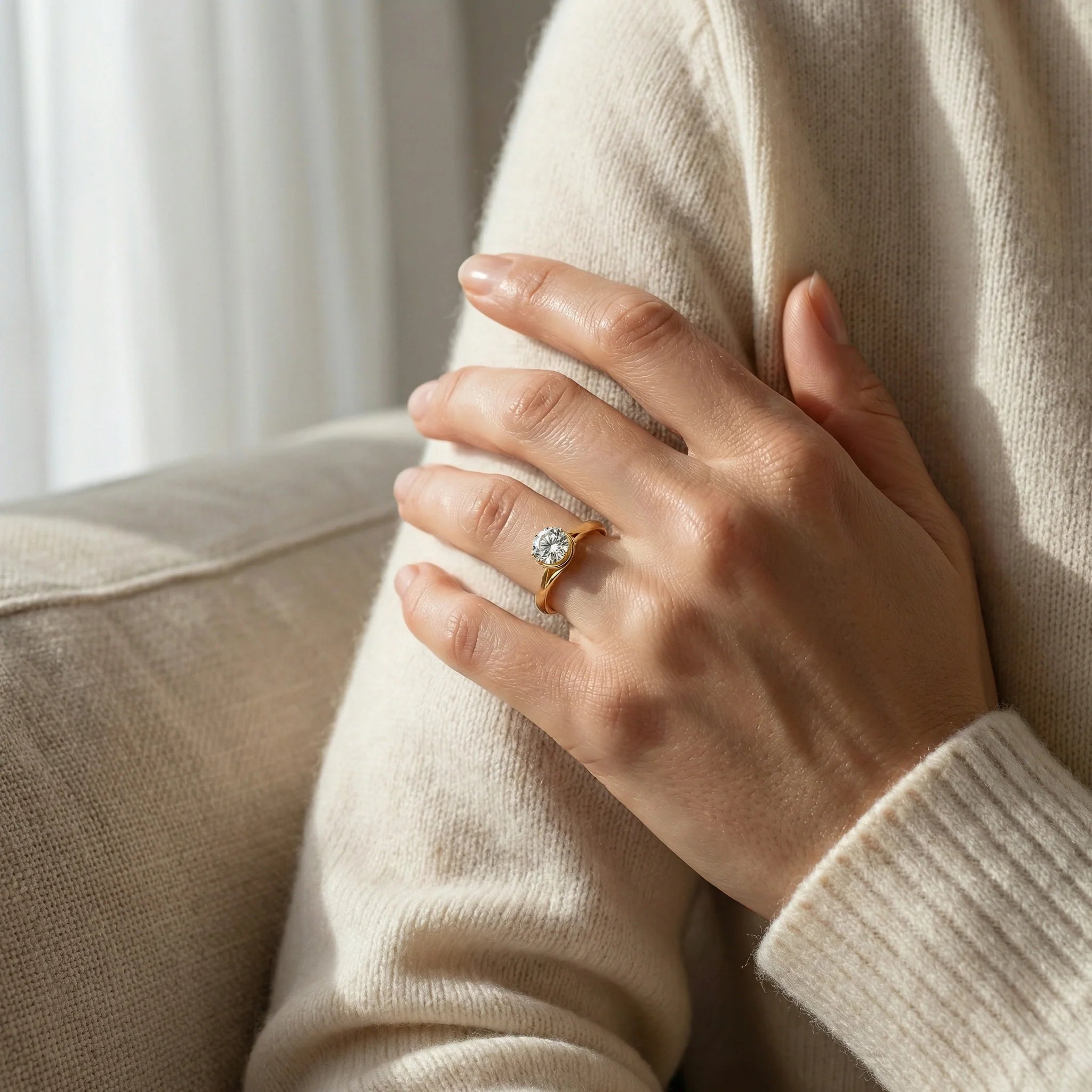 Dew Kissed - Pure Gold Lab Diamond Solitaire Ring Secondary image