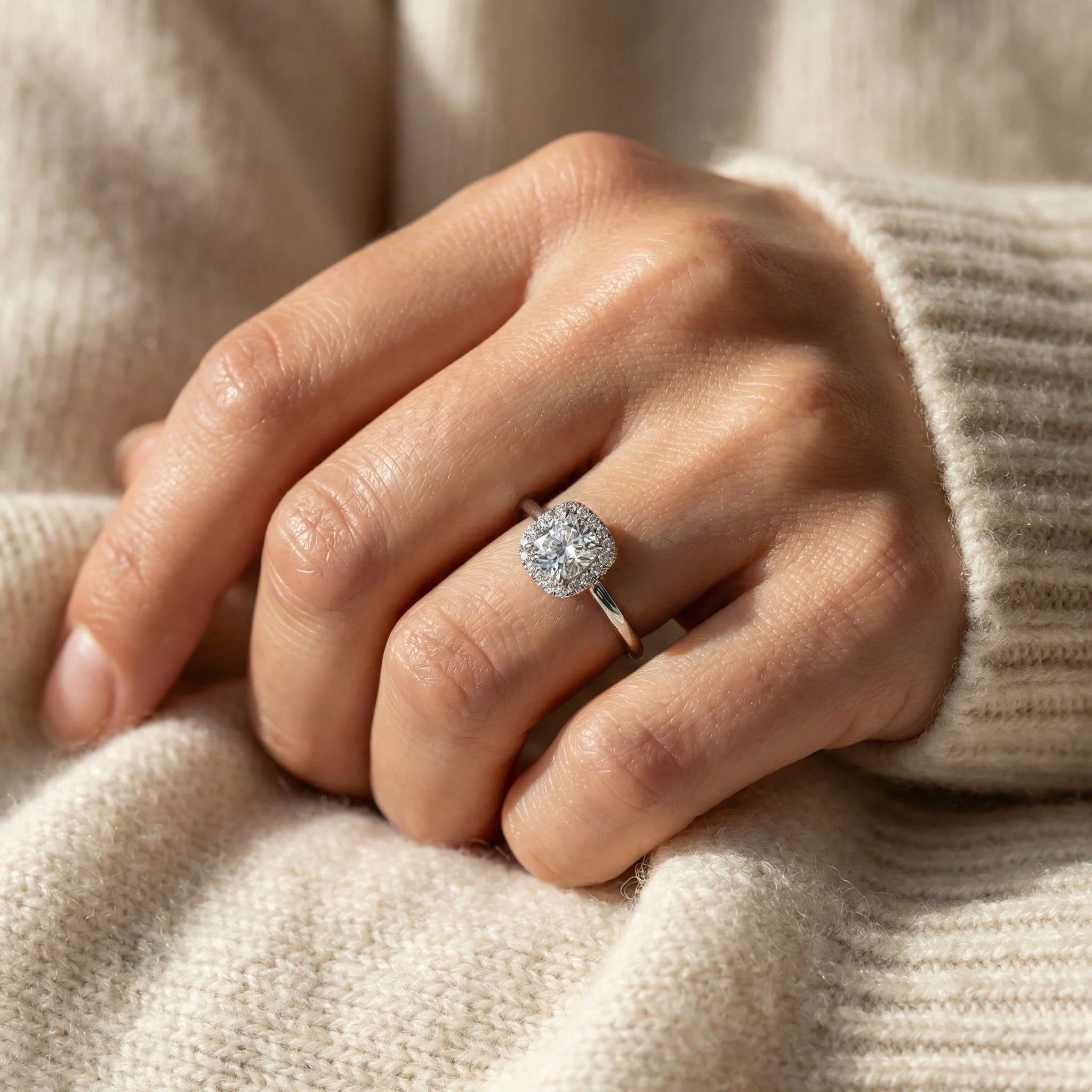 Cushion Glow - Pure Gold Lab Diamond Solitaire Ring