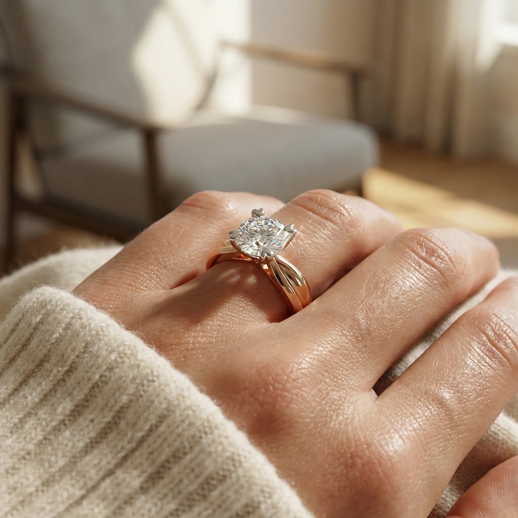 Rosé Knot - Pure Gold Lab Diamond Solitaire Ring Secondary image