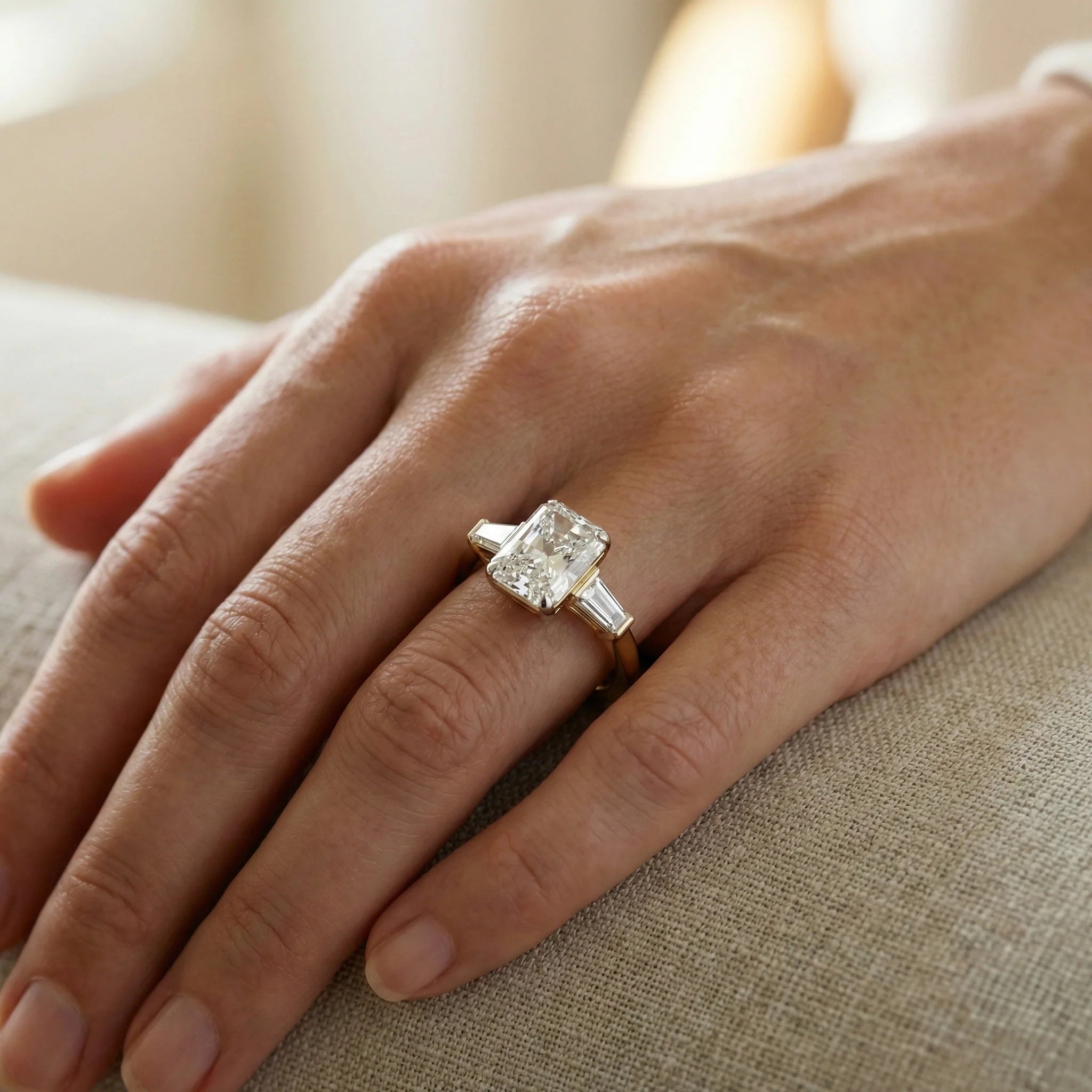 Crescent Radiant - Pure Gold Lab Diamond Solitaire Ring Secondary image