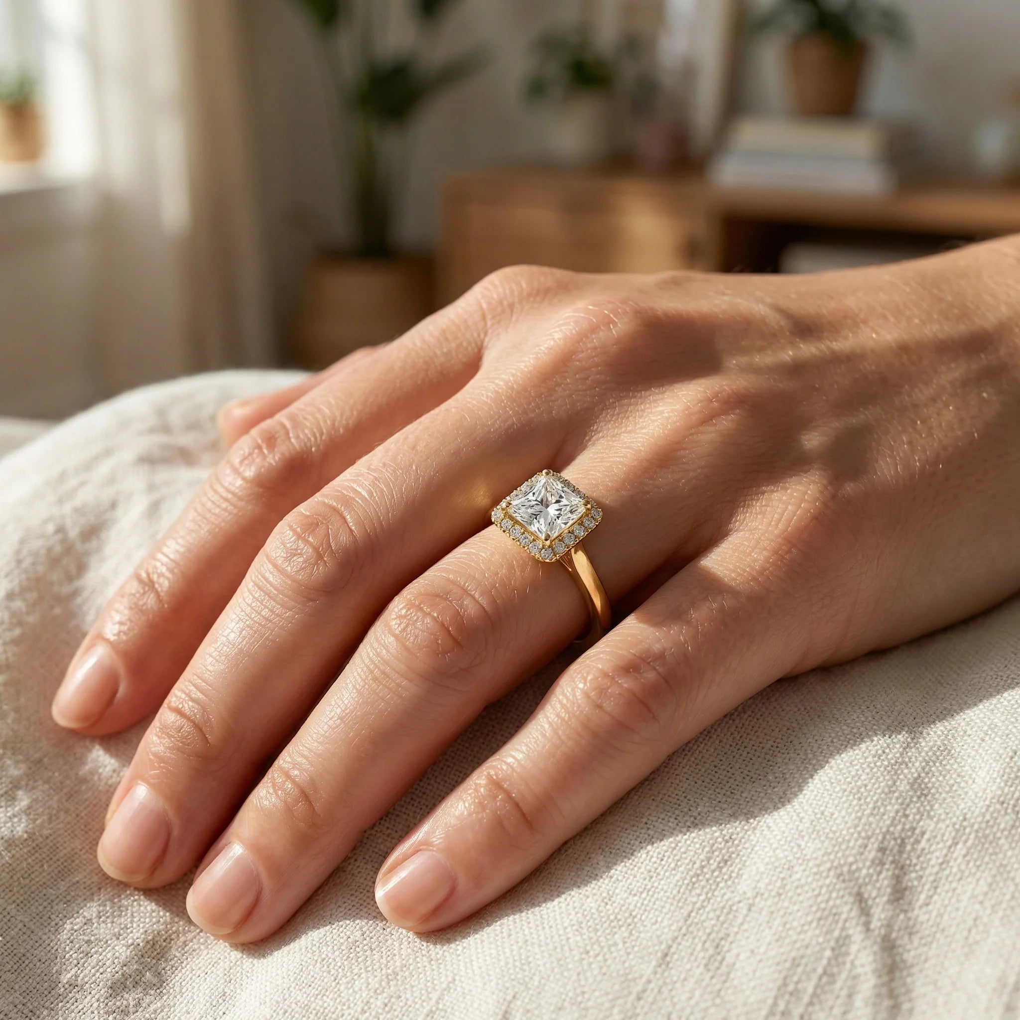 Princess Aura - Pure Gold Lab Diamond Solitaire Ring Secondary image