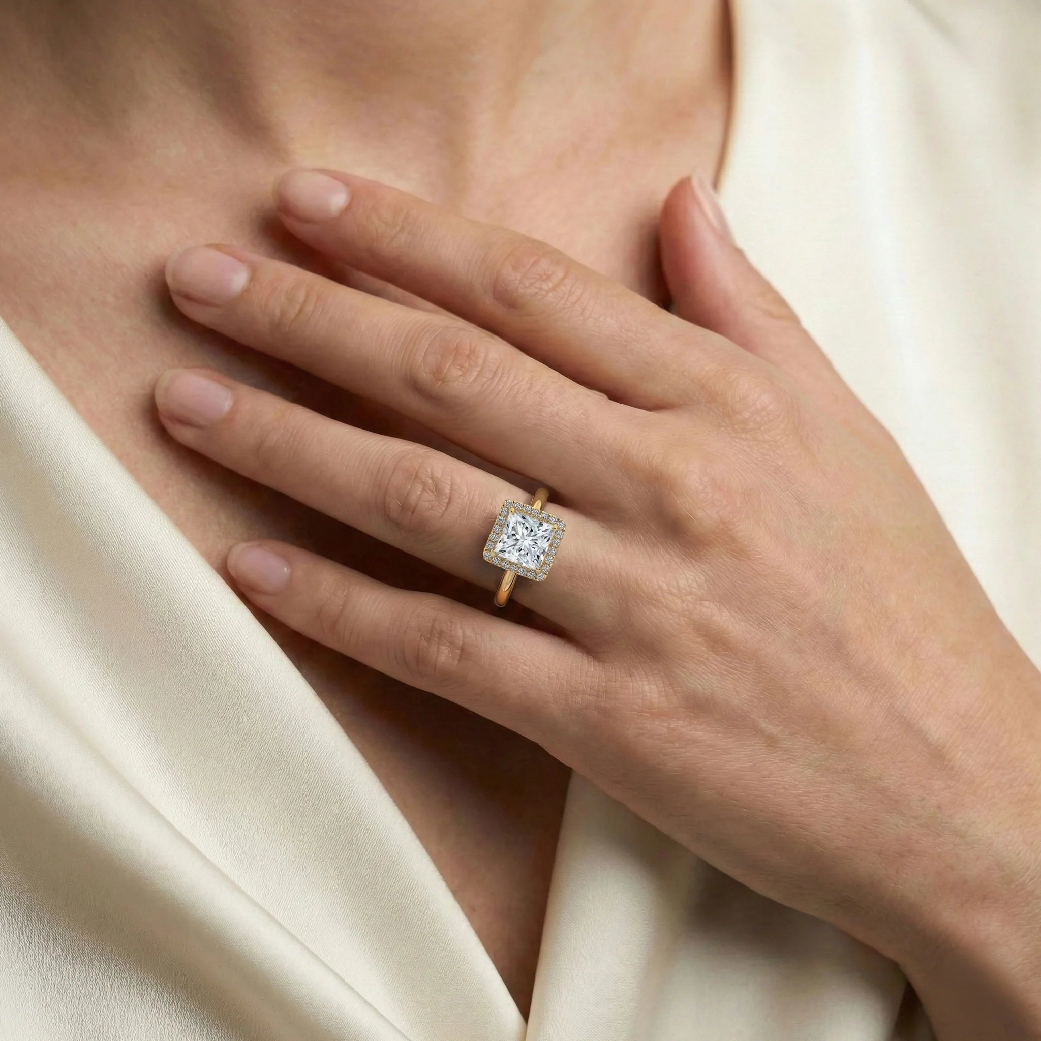 Princess Aura - Pure Gold Lab Diamond Solitaire Ring