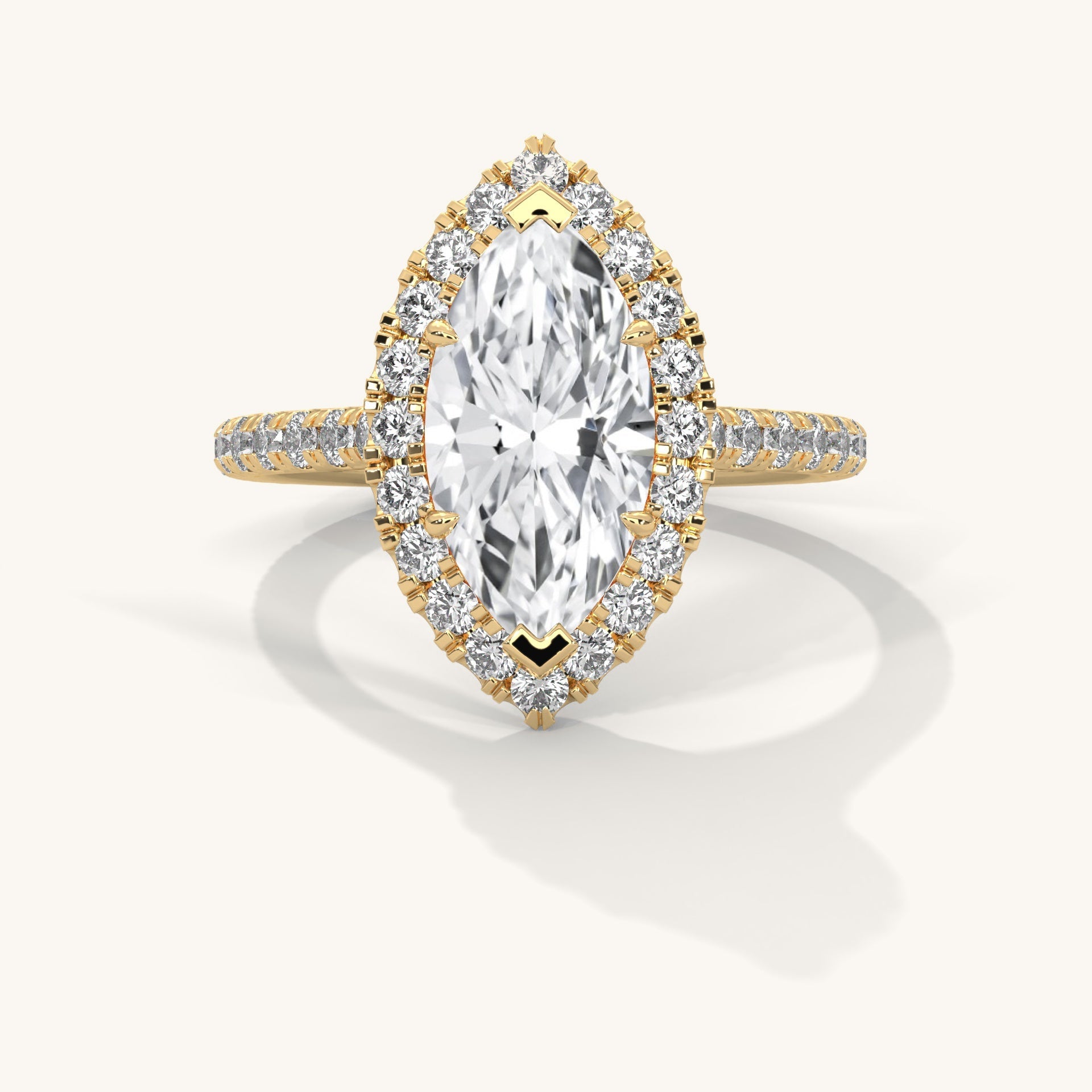 Crowned Marquise - Pure Gold Lab Diamond Solitaire Ring Main image