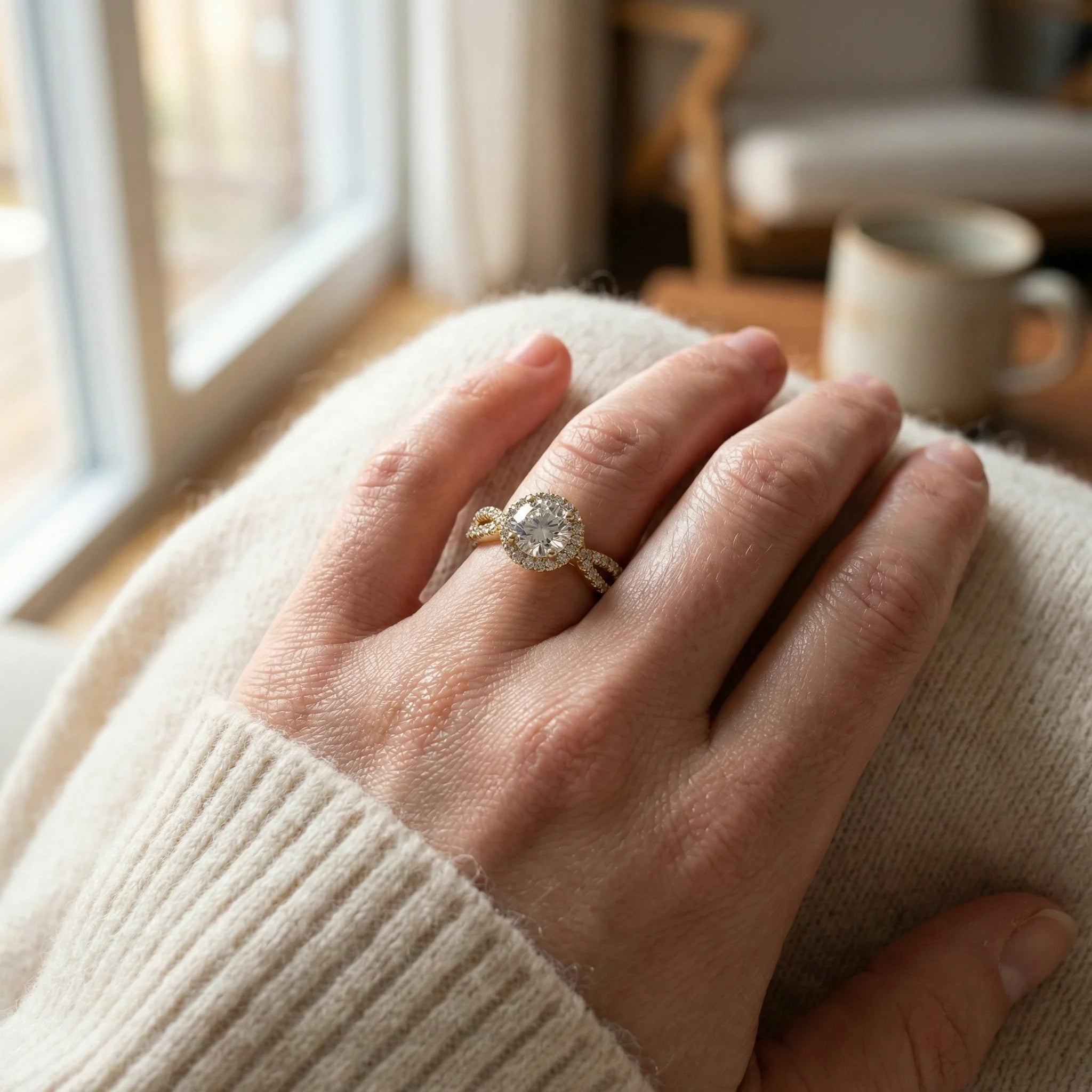 Twist & Shine - Pure Gold Lab Diamond Solitaire Ring Secondary image