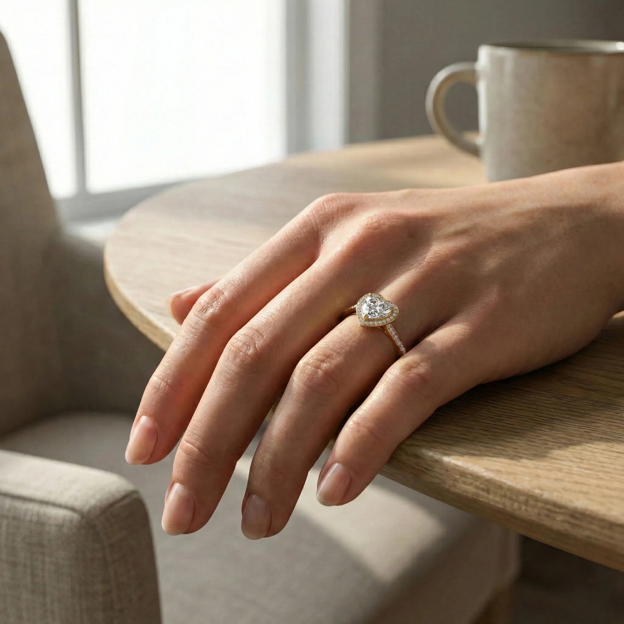 Blushing Heart - Pure Gold Lab Diamond Solitaire Ring Secondary image