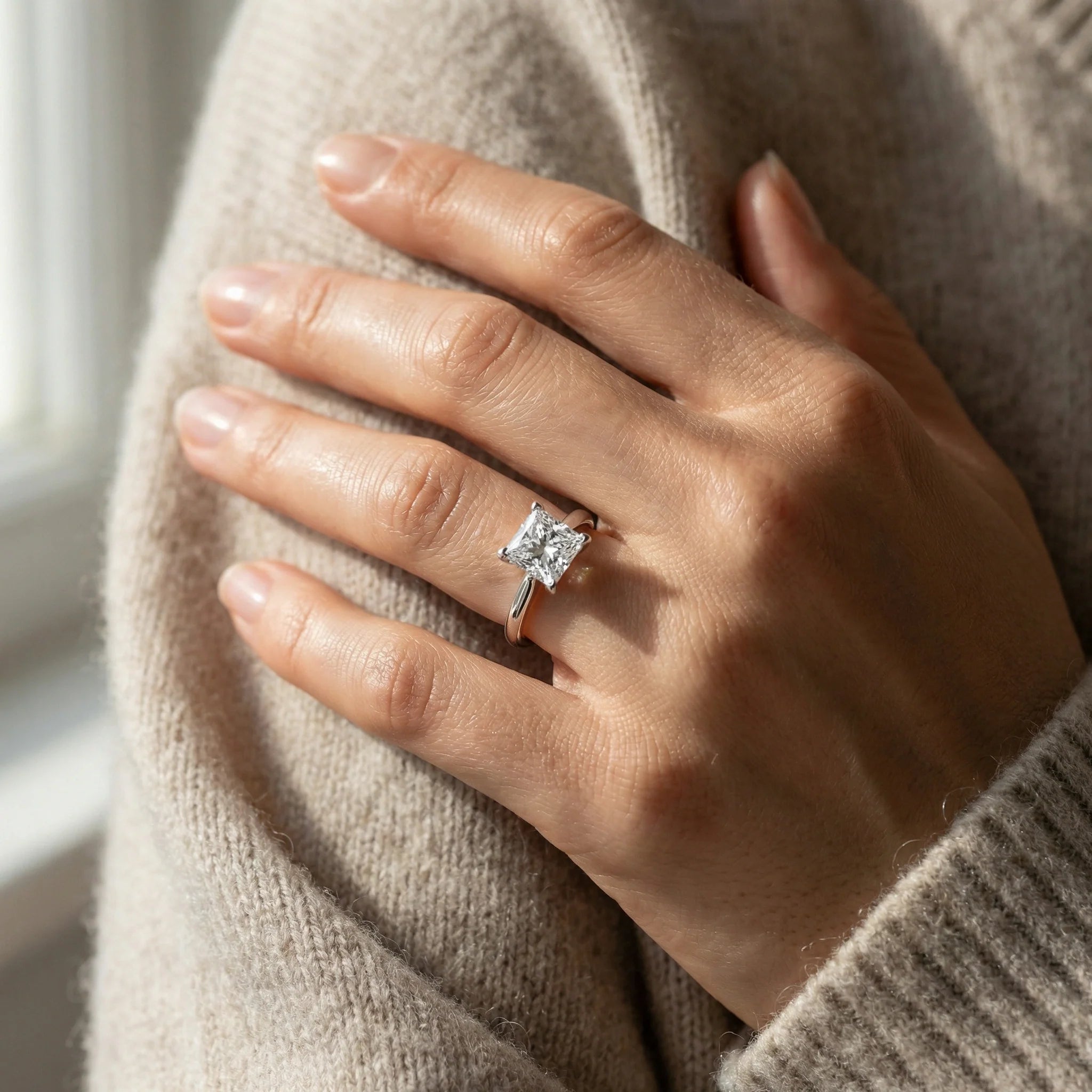 Snow Princess - Pure Gold Lab Diamond Solitaire Ring Secondary image