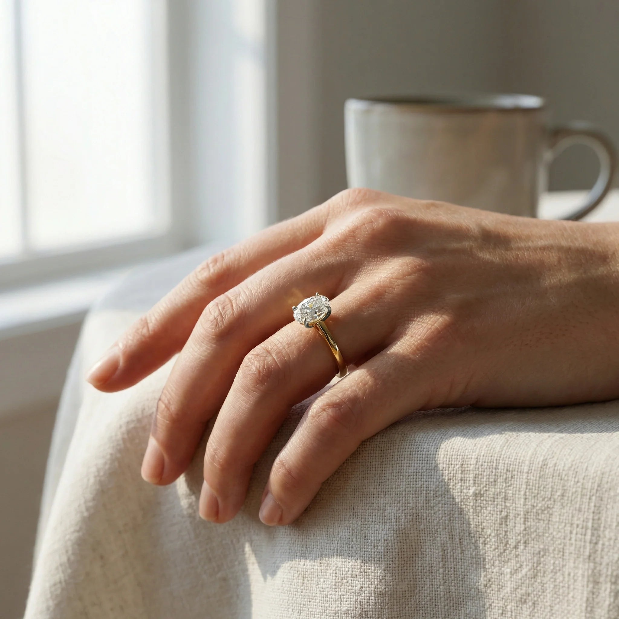 Sunray Oval - Pure Gold Lab Diamond Solitaire Ring Secondary image