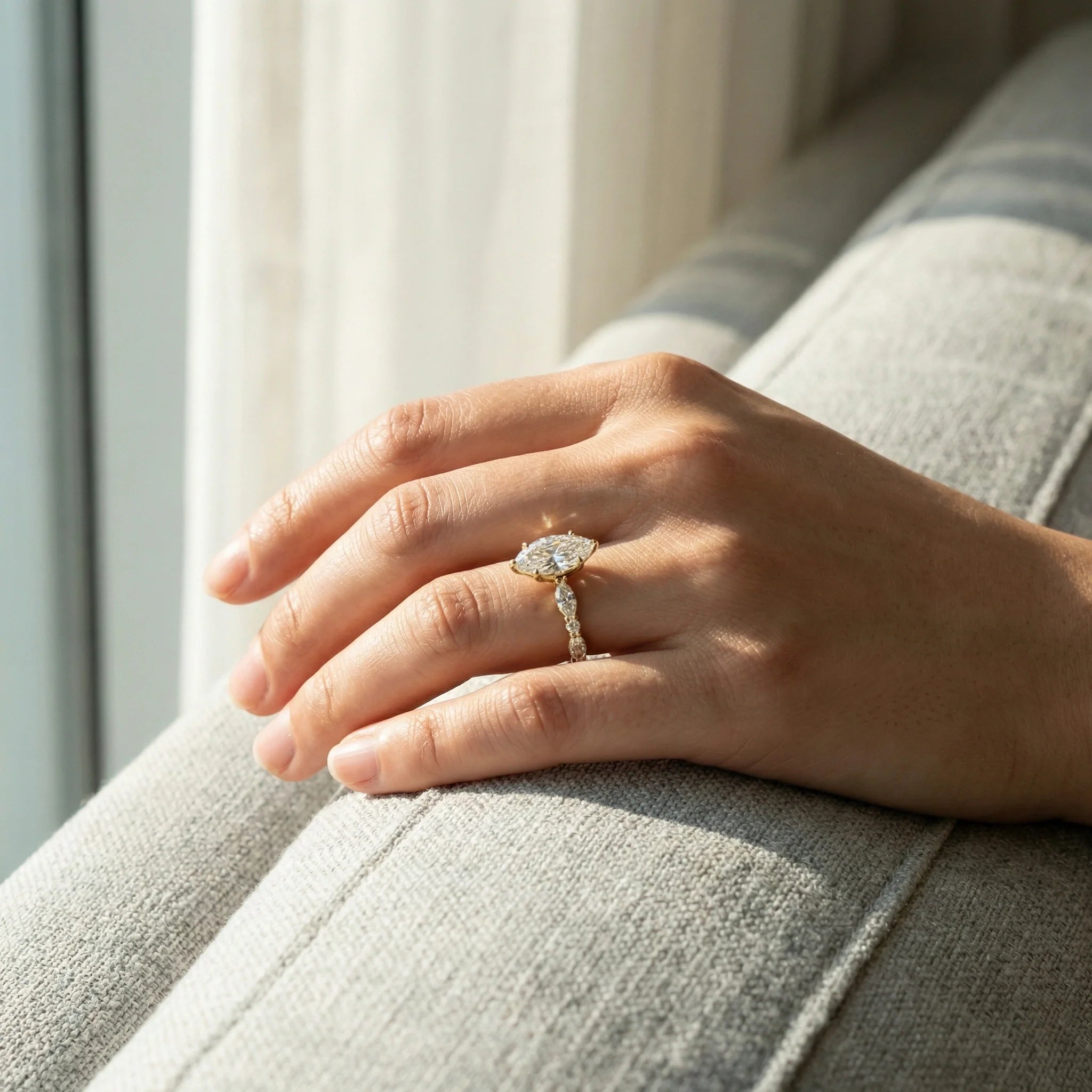 Marq Cascade - Pure Gold Lab Diamond Solitaire Ring Main image