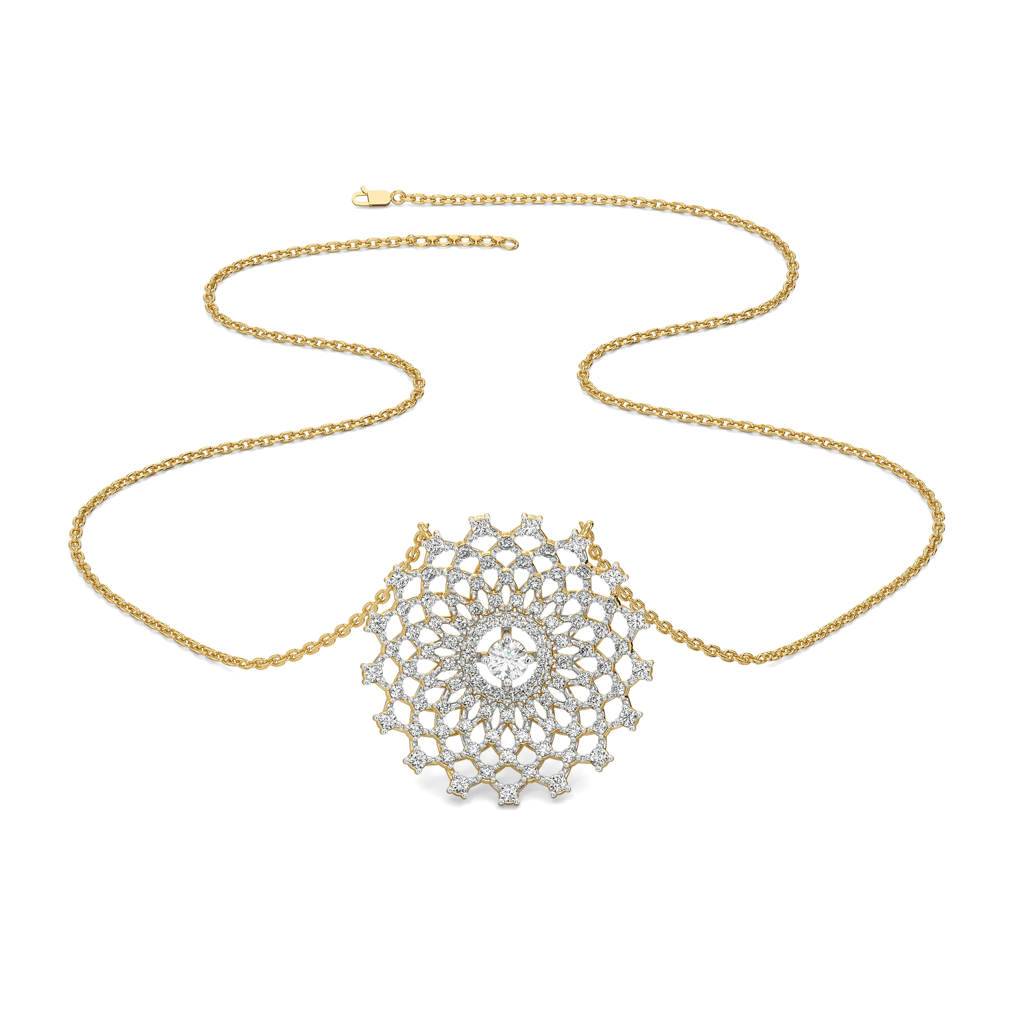 Moonlace Majesty - Pure Gold Lab Diamond Solitaire Necklace