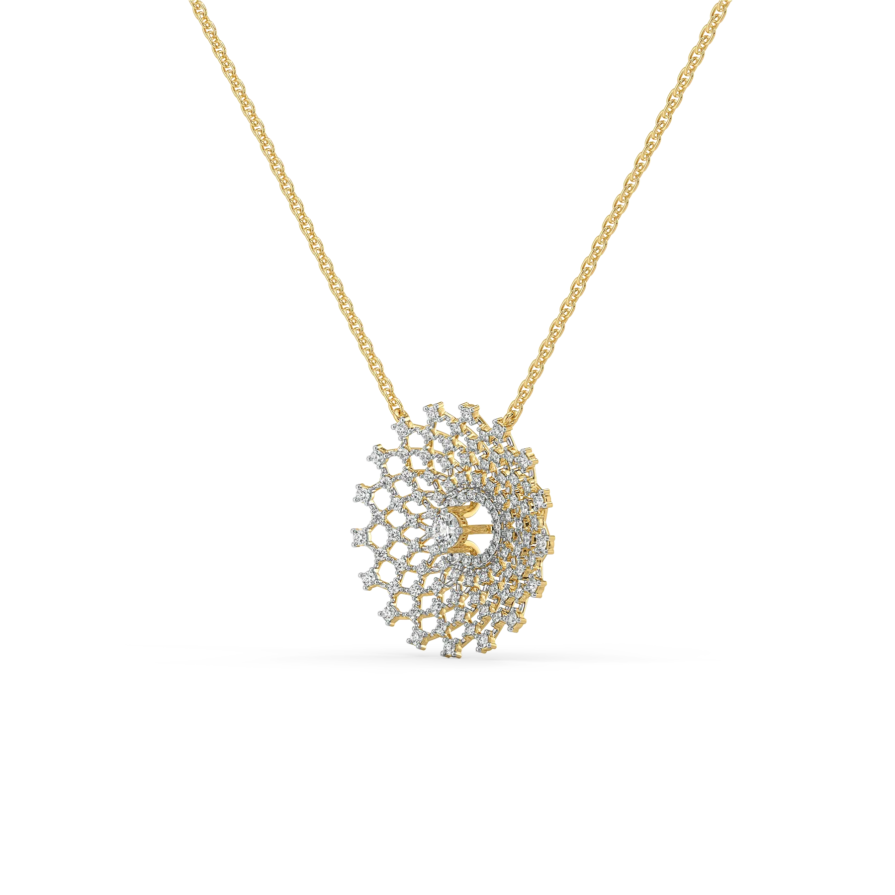 Moonlace Majesty - Pure Gold Lab Diamond Solitaire Necklace