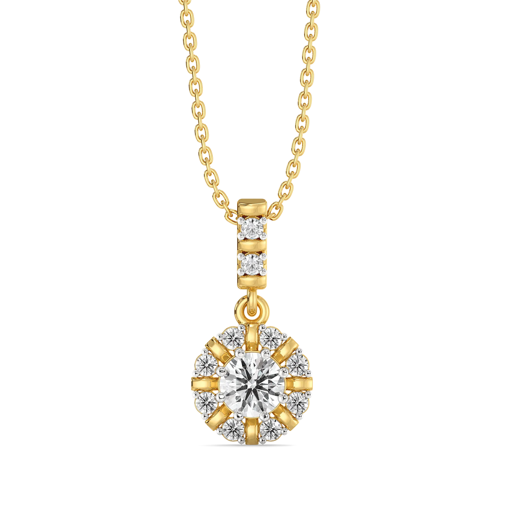 Encircled Solitaire - Pure Gold Lab Diamond Pendant