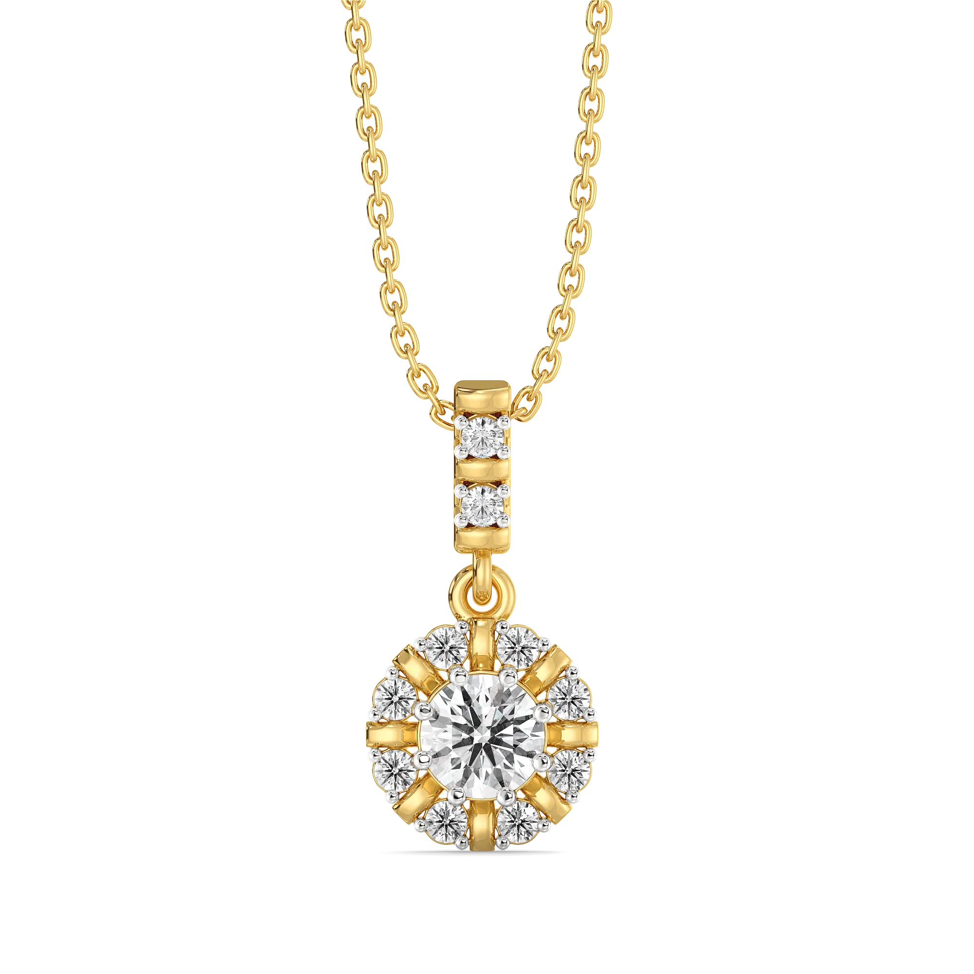Encircled Solitaire - Pure Gold Lab Diamond Pendant