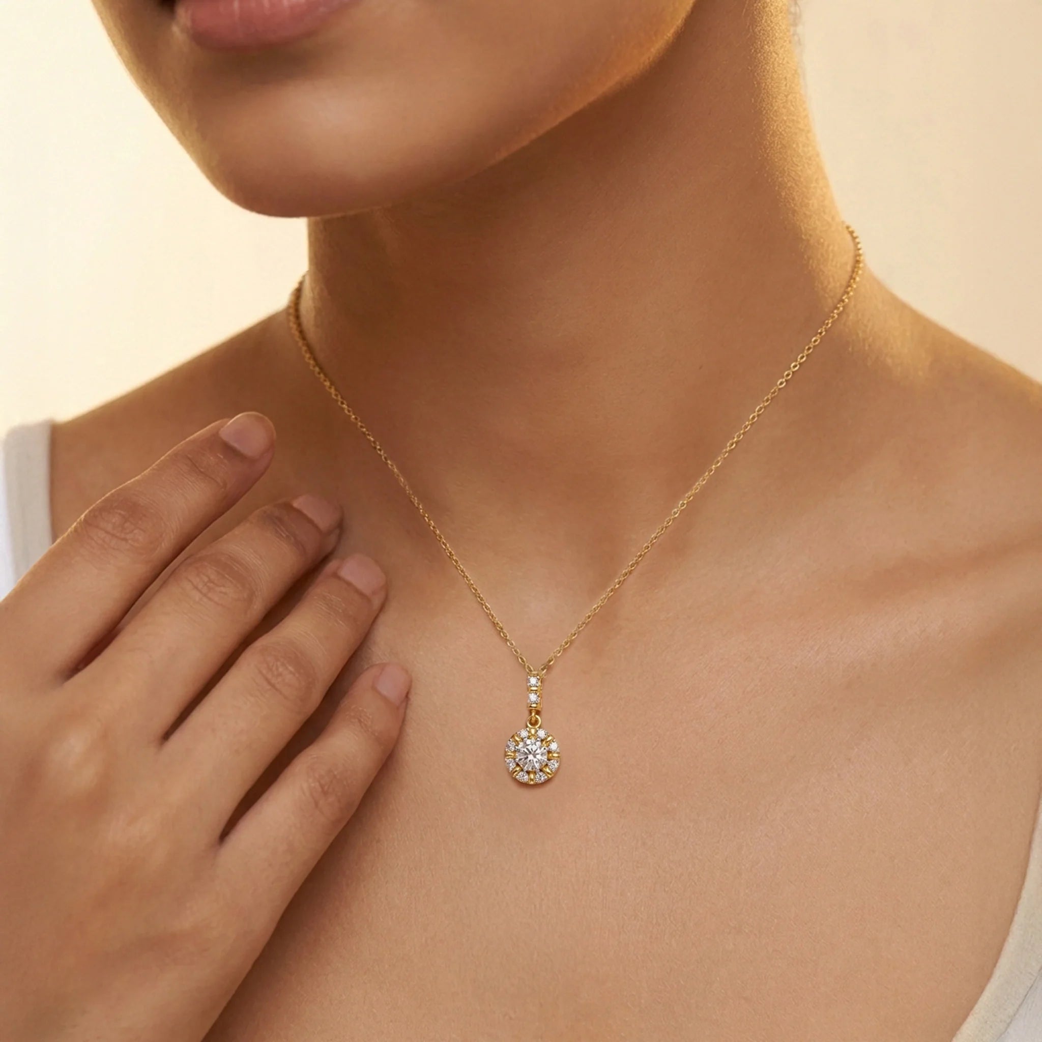 Encircled Solitaire - Pure Gold Lab Diamond Pendant Secondary image