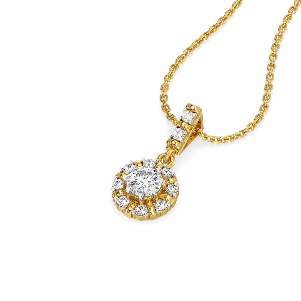 Encircled Solitaire - Pure Gold Lab Diamond Pendant